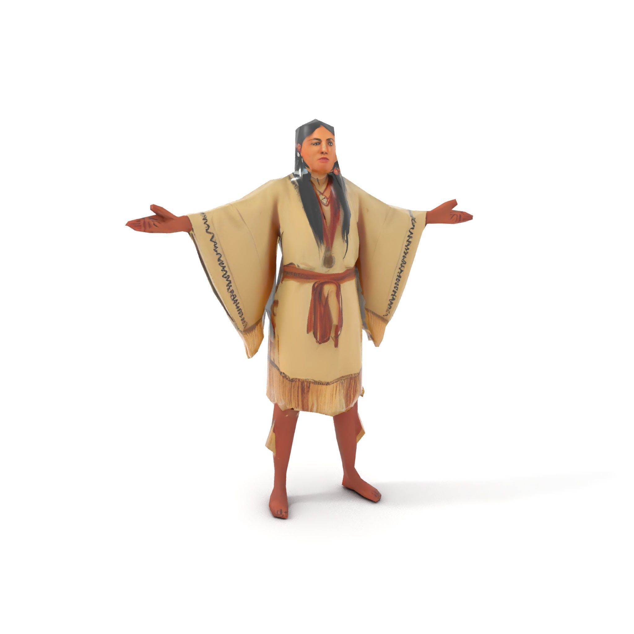 D Character NativeInspired Outfit Rigged and Animated Low-poly 3D model_9