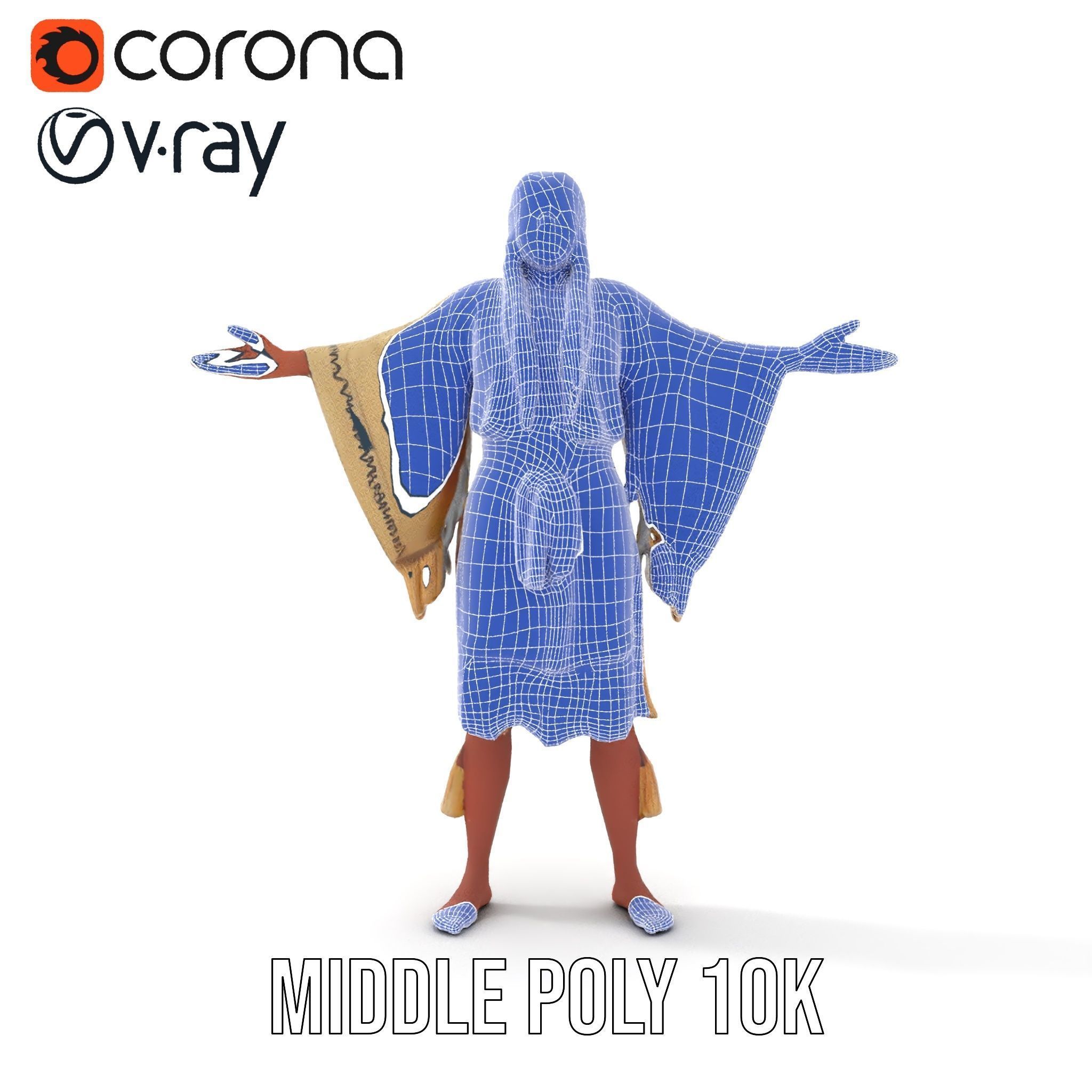 D Character NativeInspired Outfit Rigged and Animated Low-poly 3D model_28