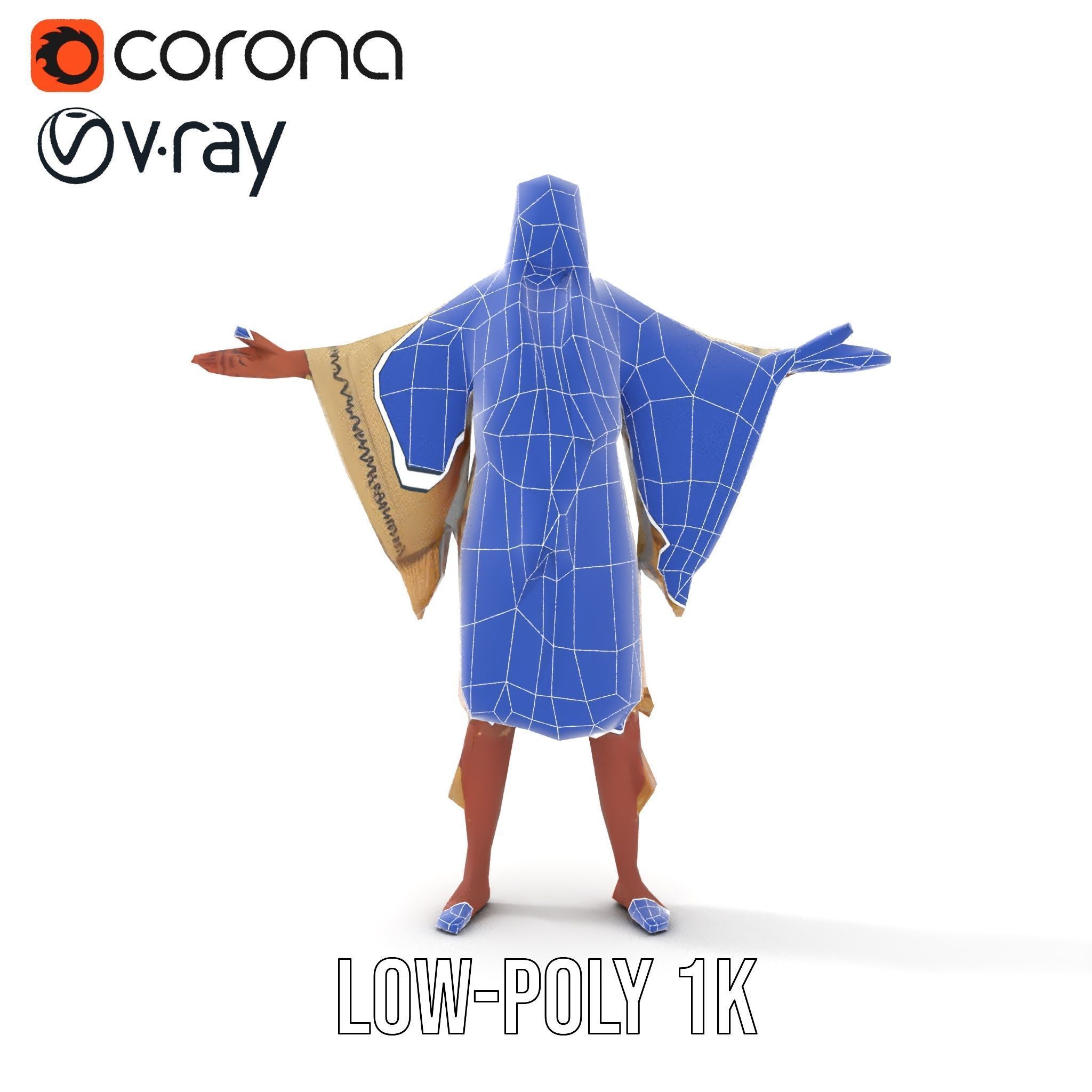 D Character NativeInspired Outfit Rigged and Animated Low-poly 3D model_23