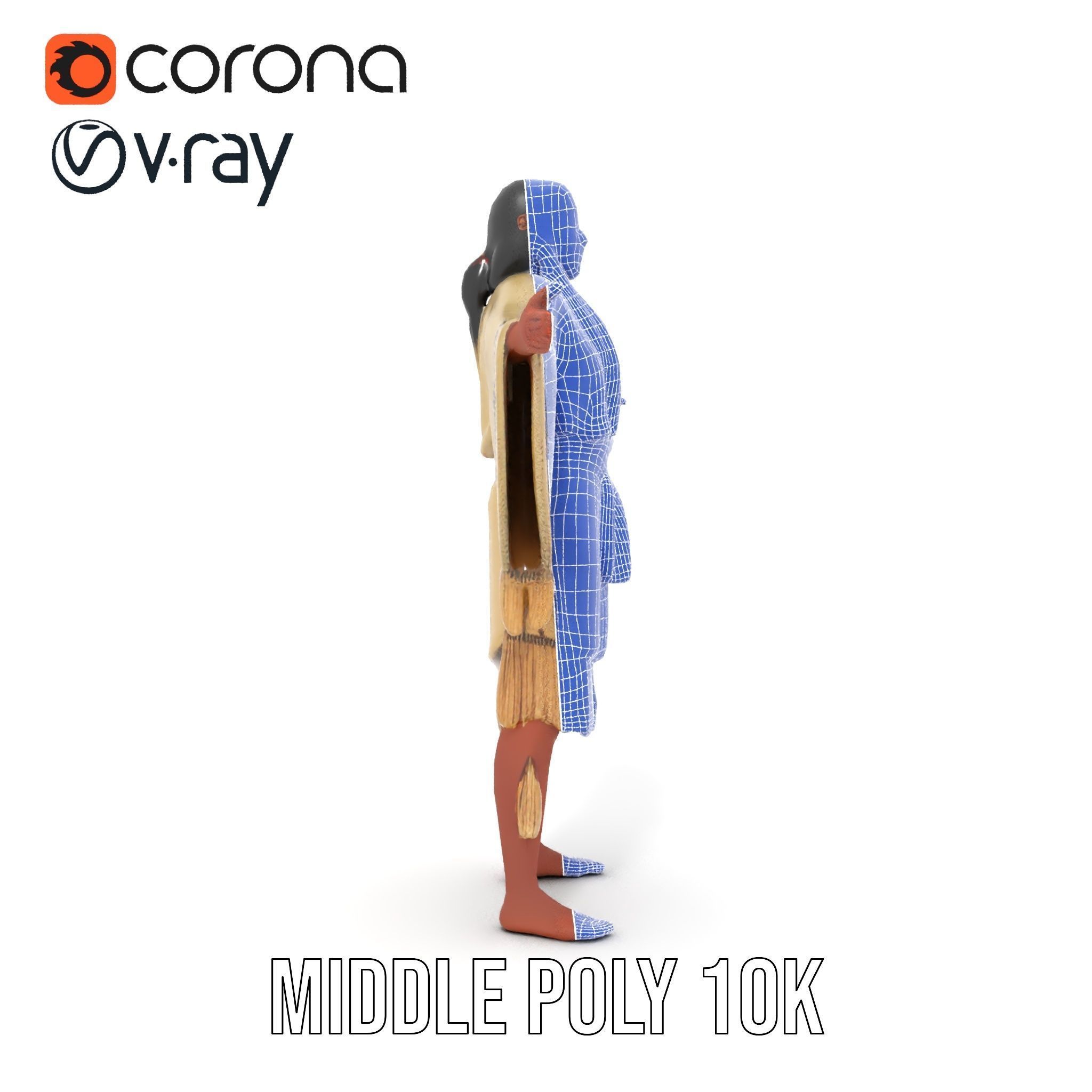 D Character NativeInspired Outfit Rigged and Animated Low-poly 3D model_35