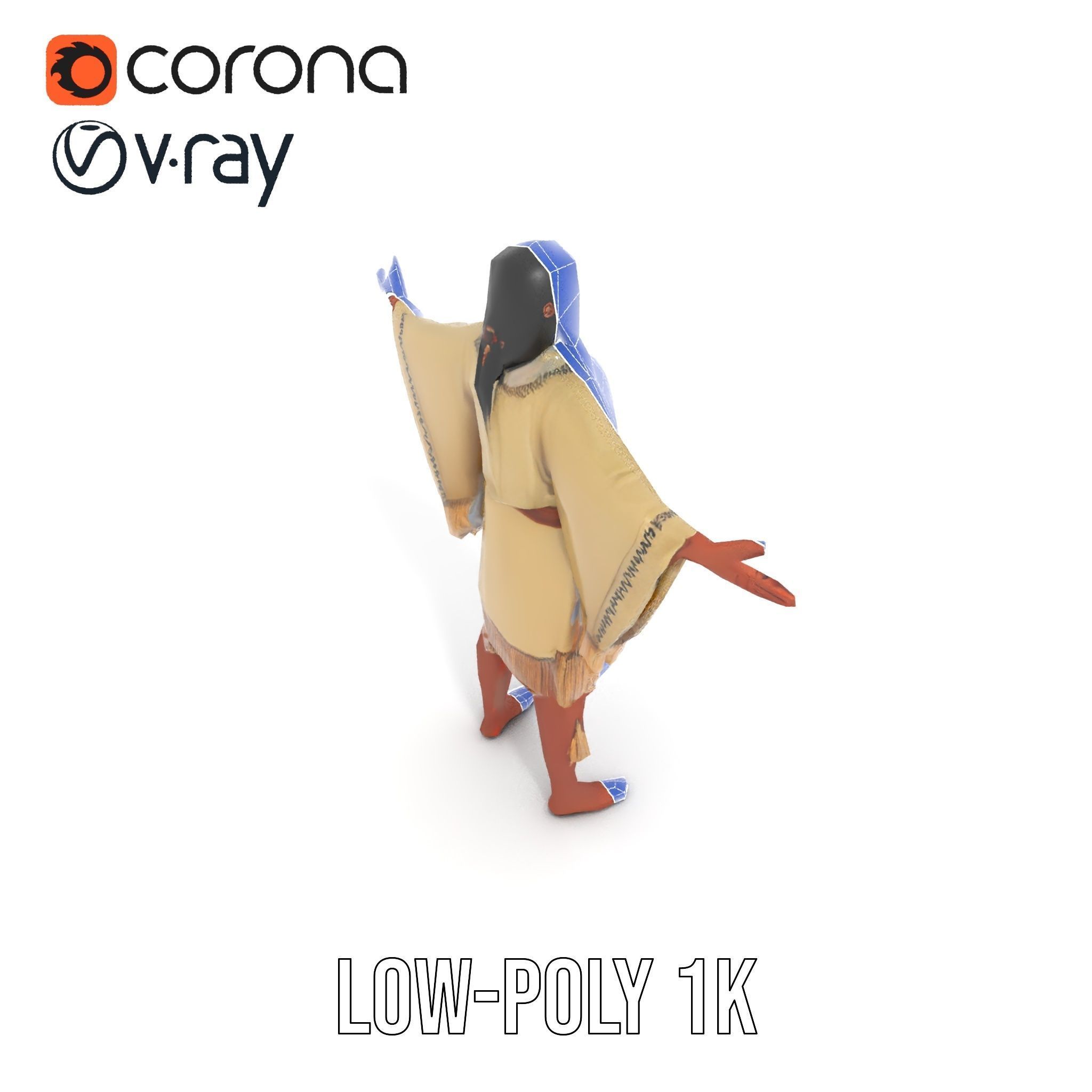 D Character NativeInspired Outfit Rigged and Animated Low-poly 3D model_29