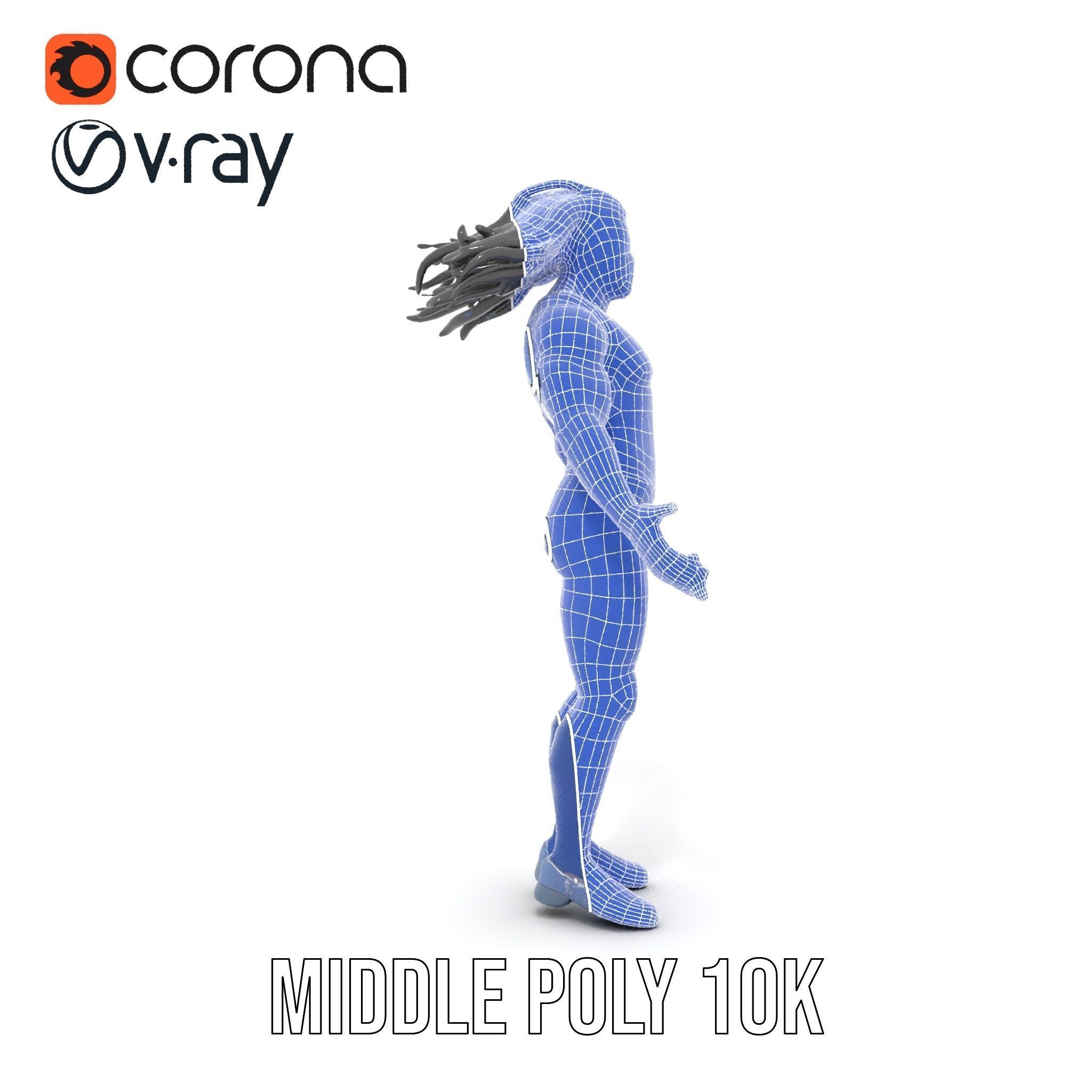 Athletic Runner Character Model Rigged and Animated for Games Low-poly 3D model_35