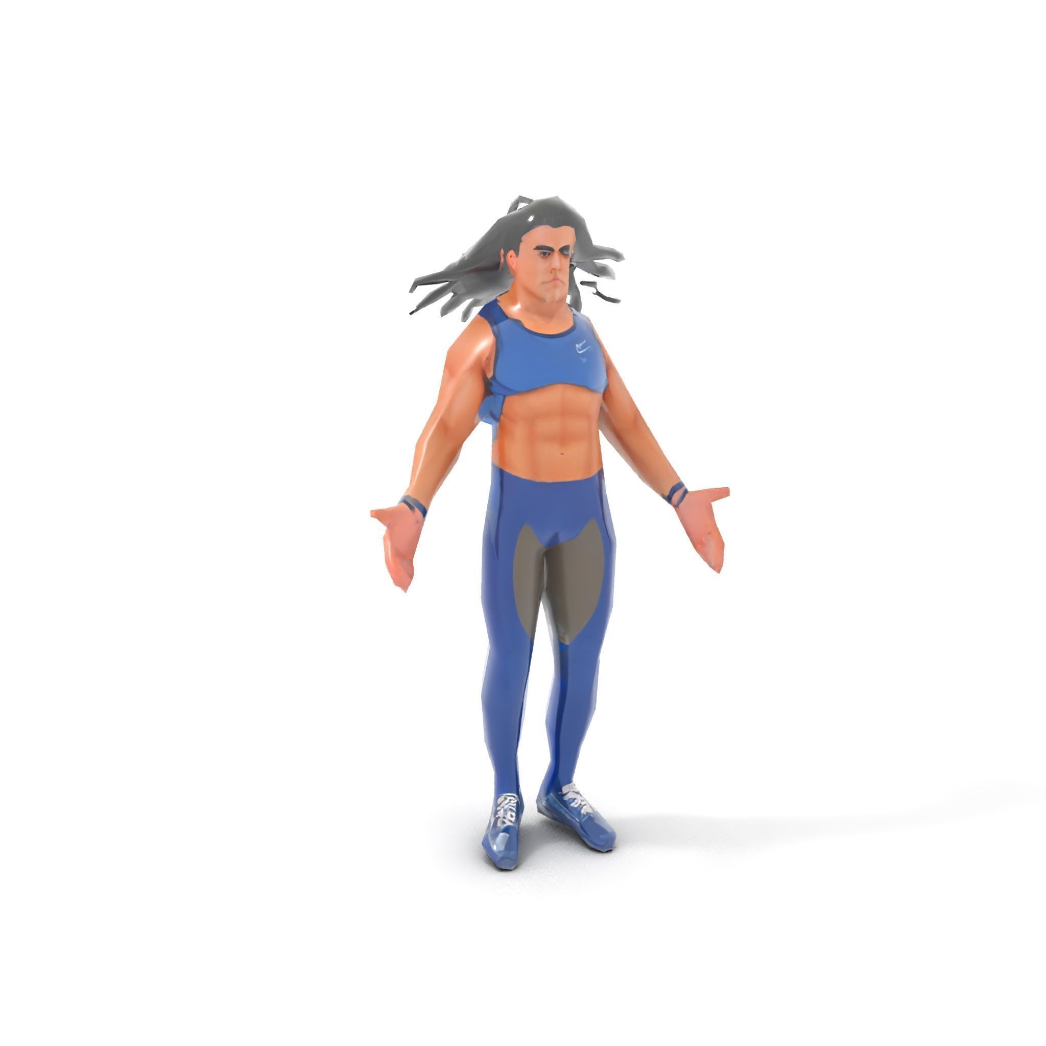 Athletic Runner Character Model Rigged and Animated for Games Low-poly 3D model_13