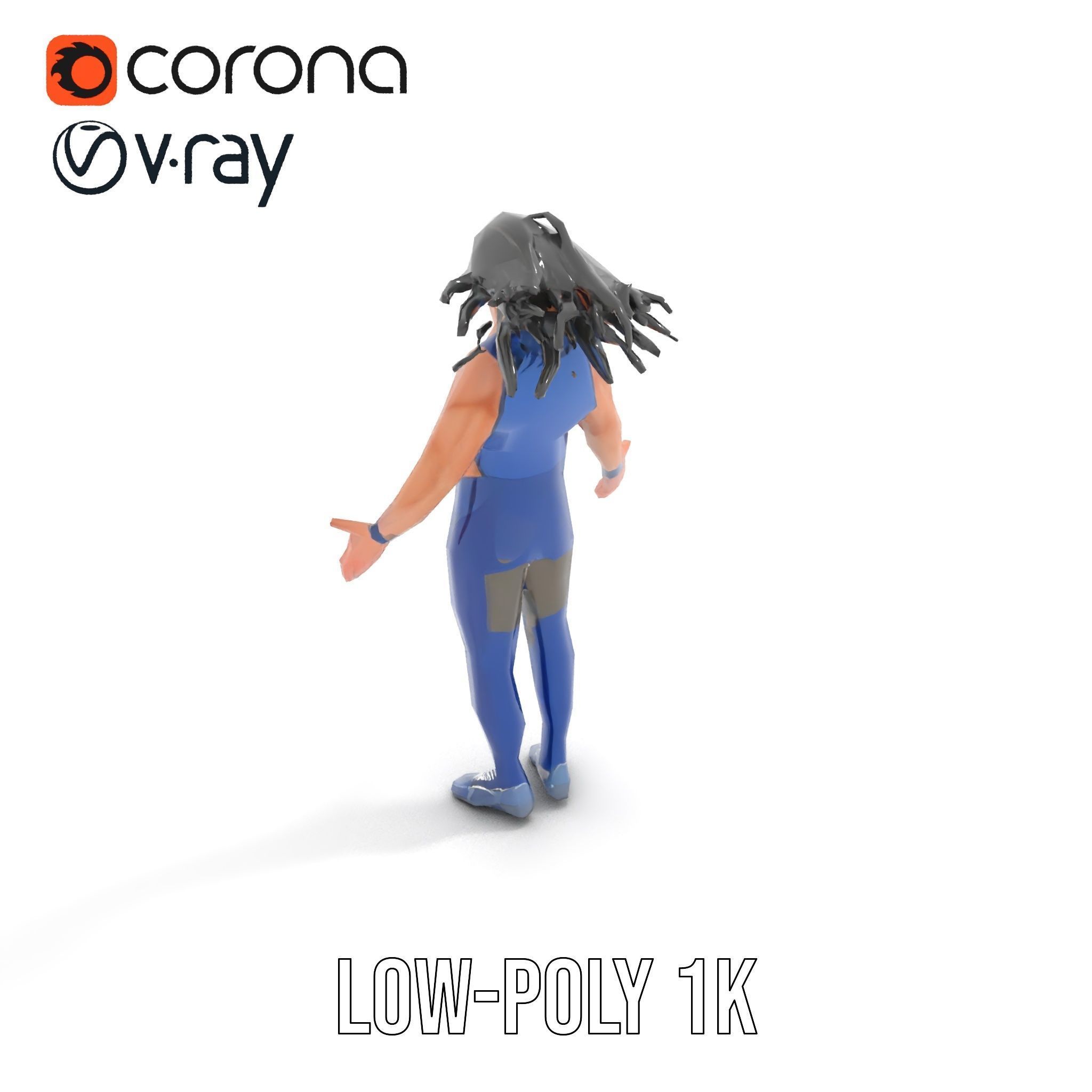 Athletic Runner Character Model Rigged and Animated for Games Low-poly 3D model_10