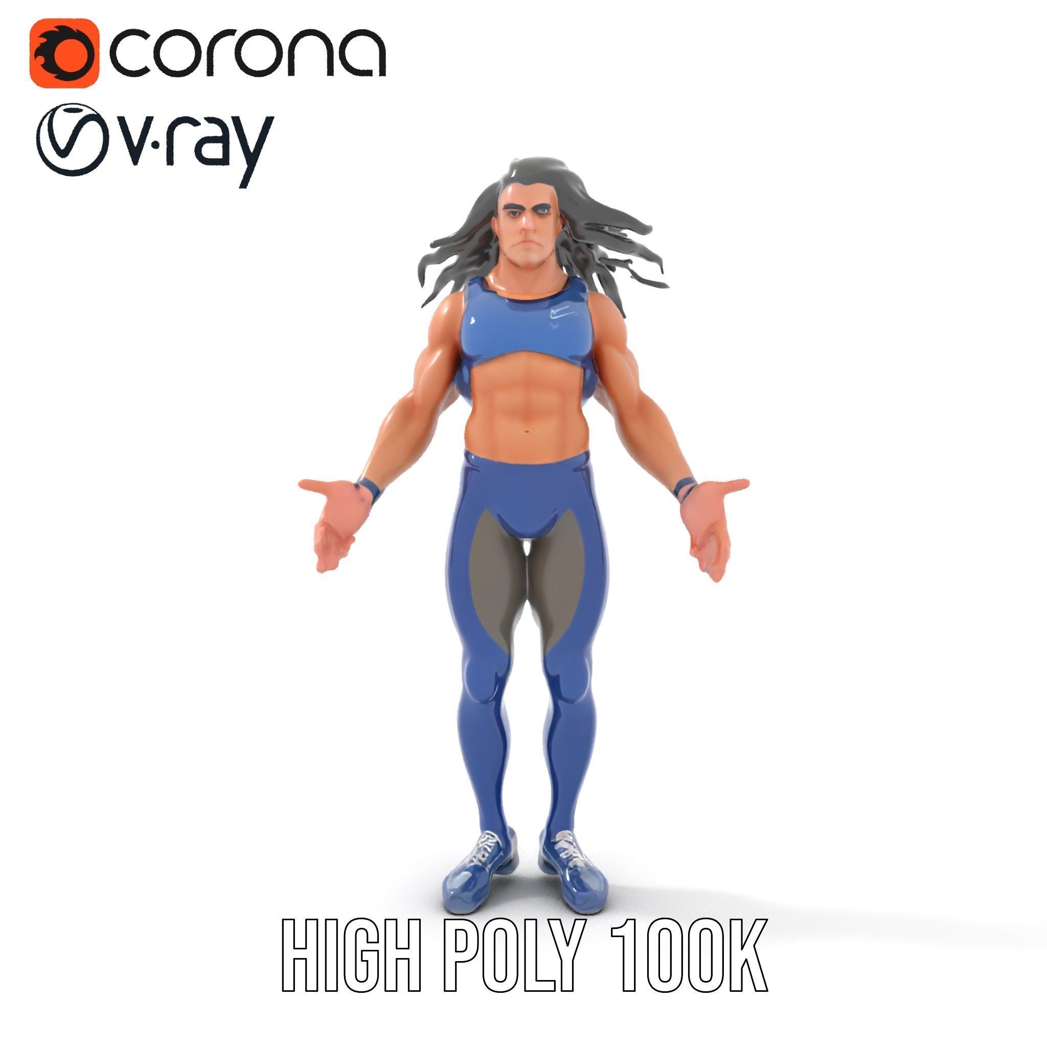 Athletic Runner Character Model Rigged and Animated for Games Low-poly 3D model_24