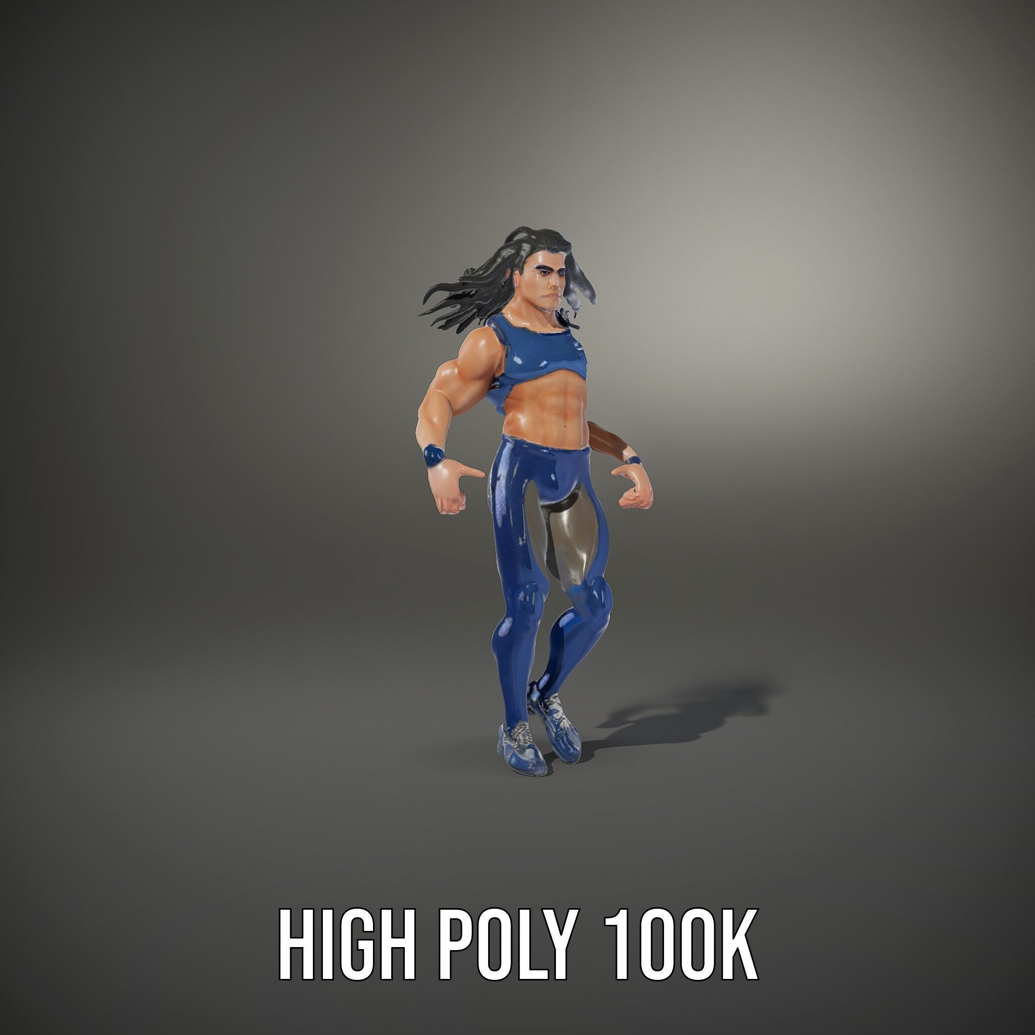 Athletic Runner Character Model Rigged and Animated for Games Low-poly 3D model_9