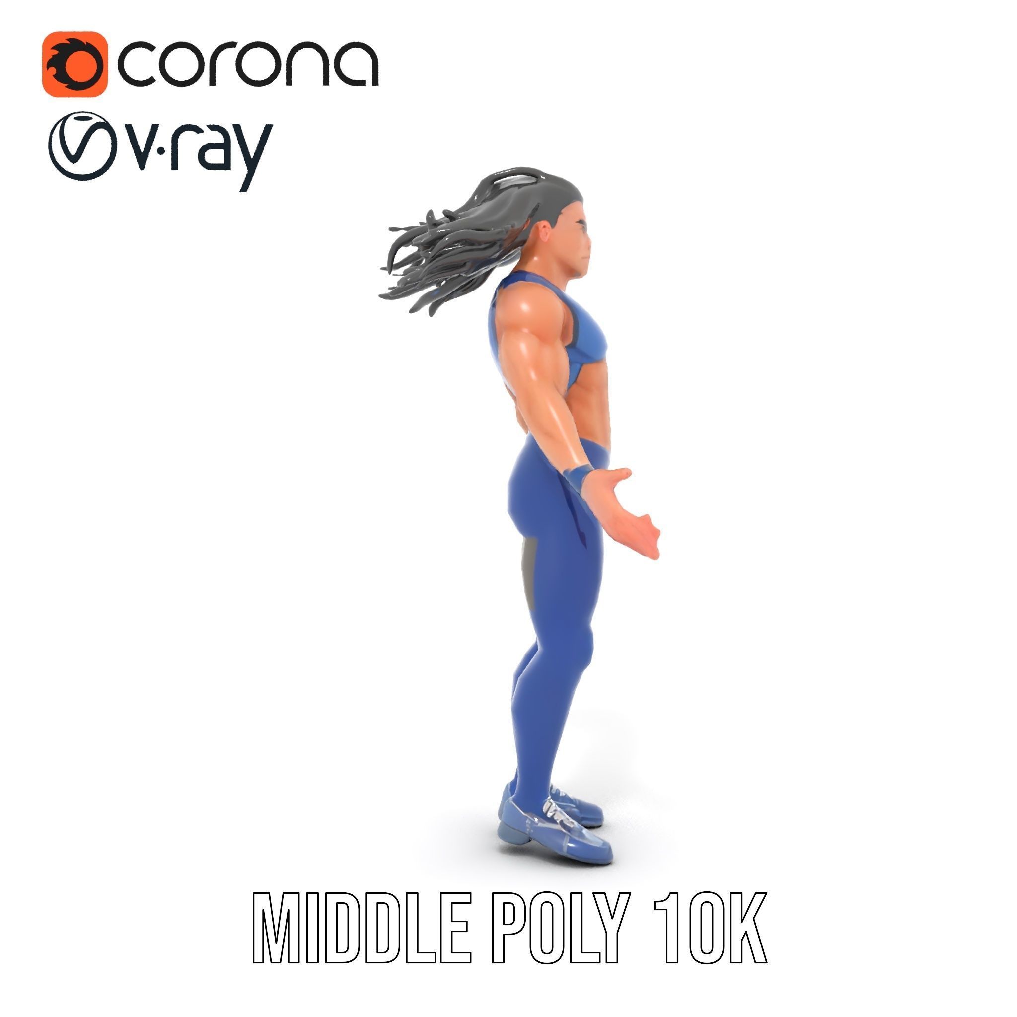 Athletic Runner Character Model Rigged and Animated for Games Low-poly 3D model_25