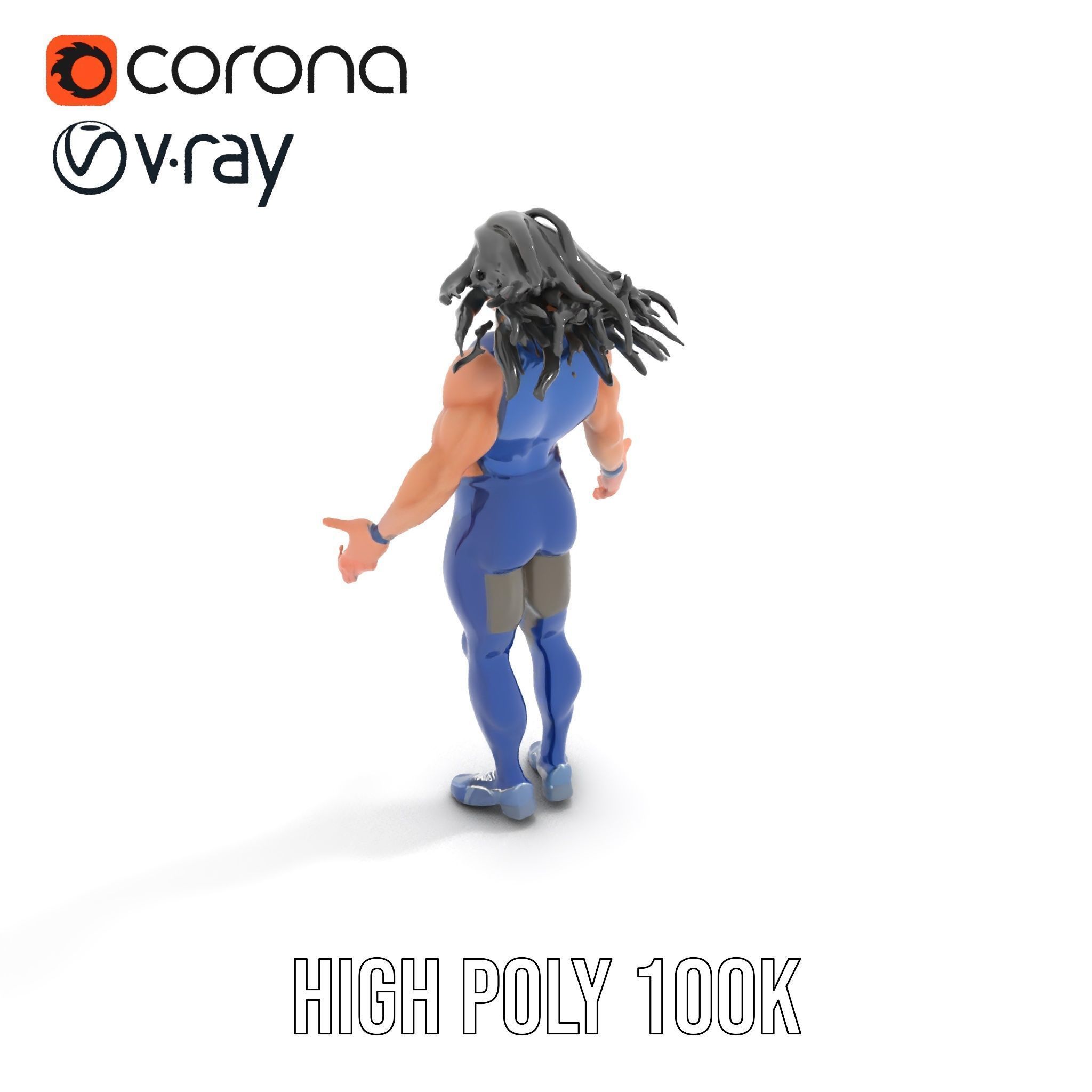 Athletic Runner Character Model Rigged and Animated for Games Low-poly 3D model_18