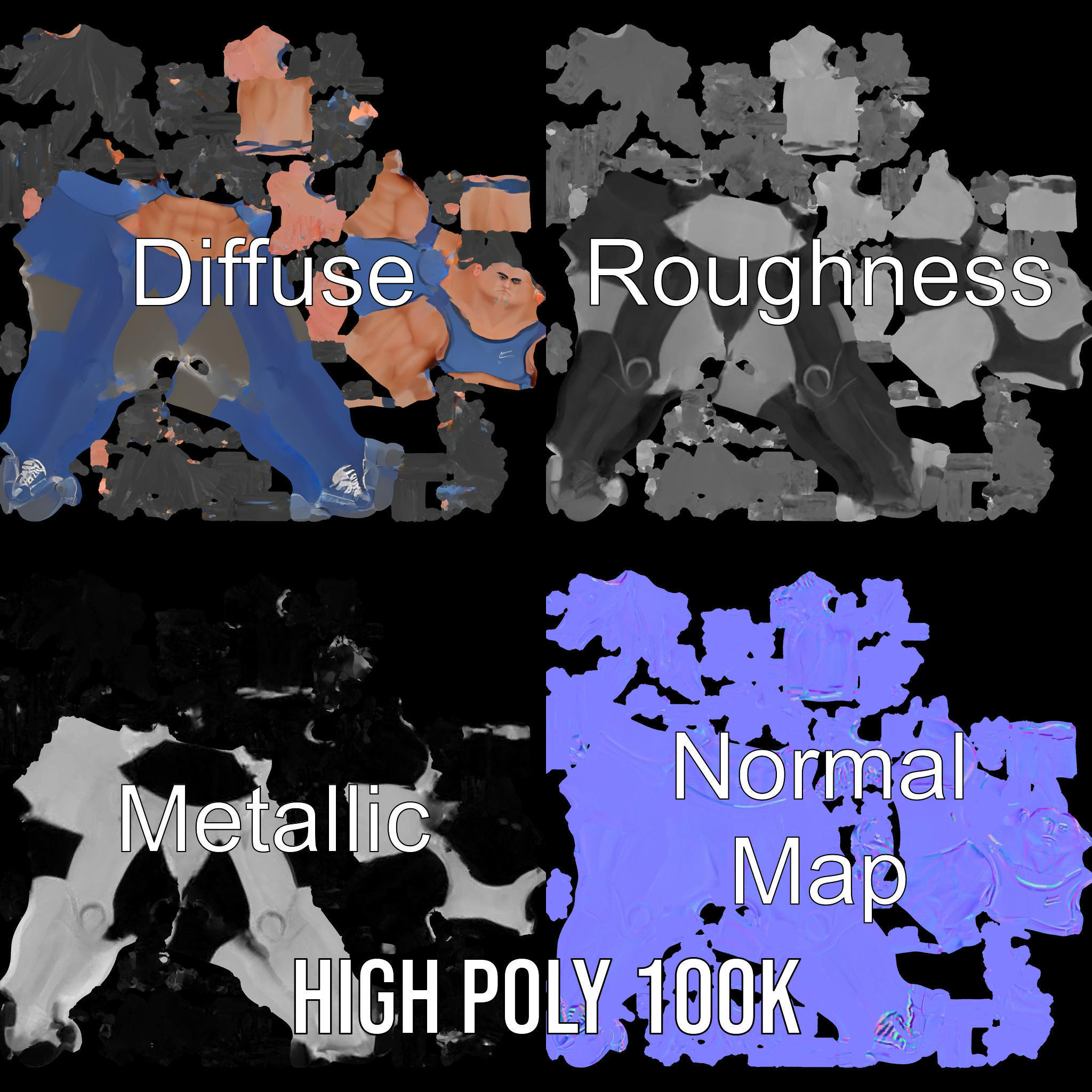 Athletic Runner Character Model Rigged and Animated for Games Low-poly 3D model_4