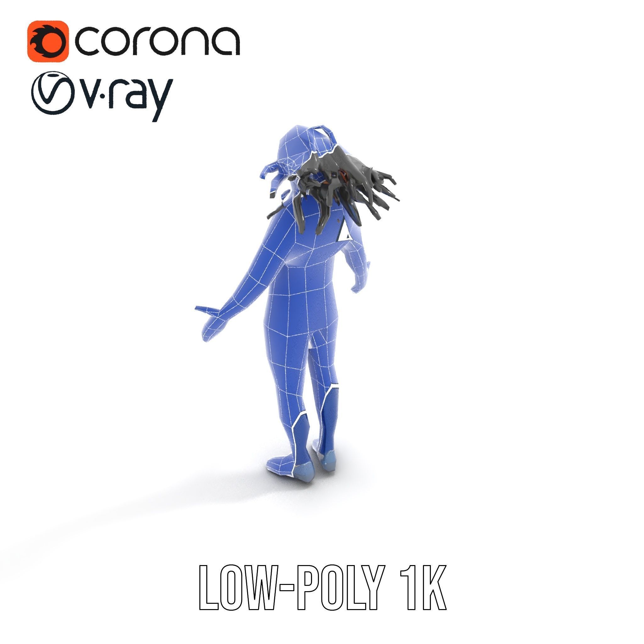 Athletic Runner Character Model Rigged and Animated for Games Low-poly 3D model_31