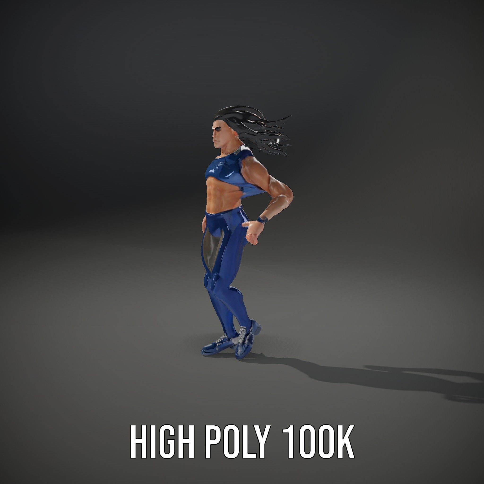 Athletic Runner Character Model Rigged and Animated for Games Low-poly 3D model_11
