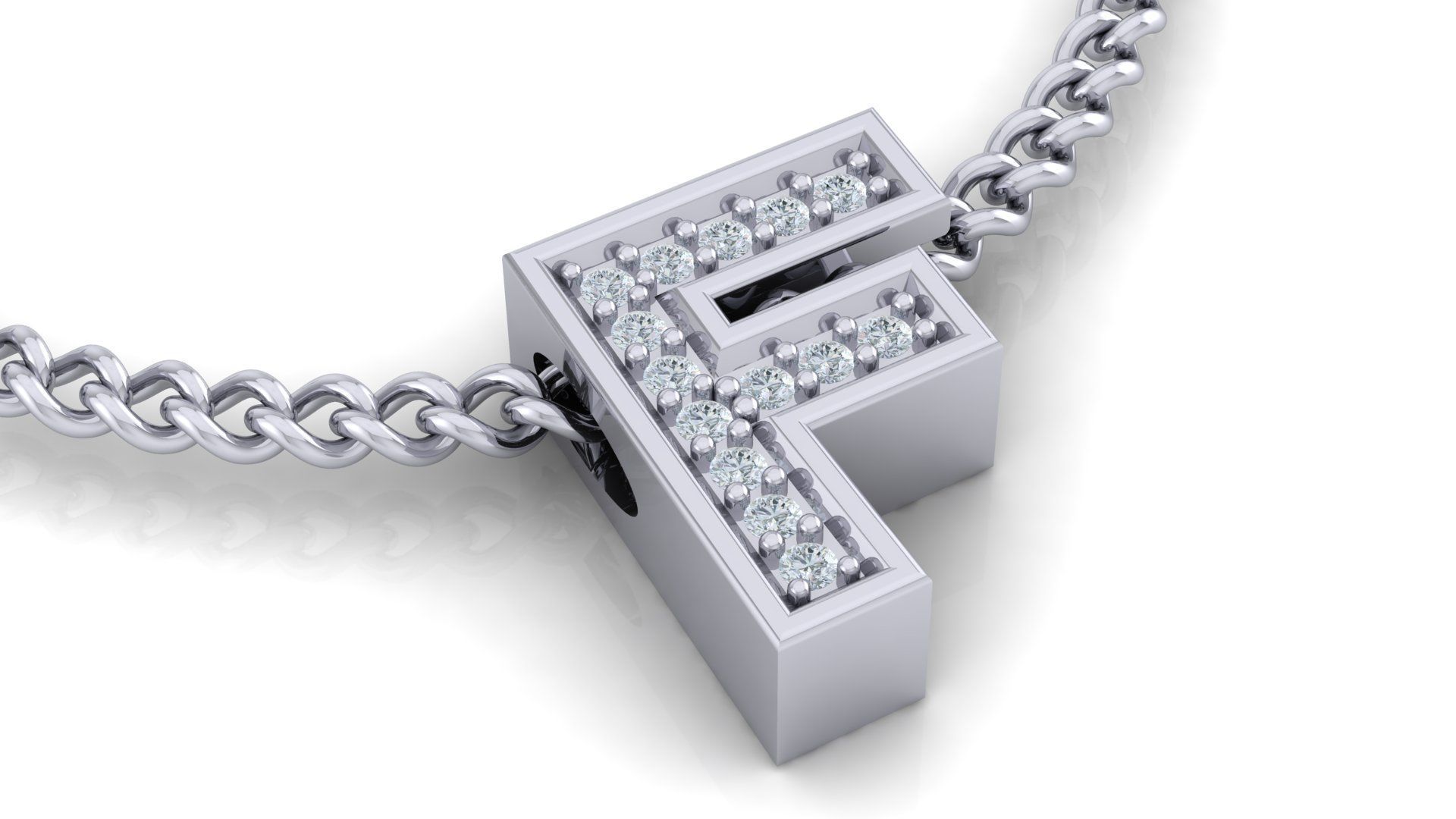 Initial Letter Pendant F 3D print model_1