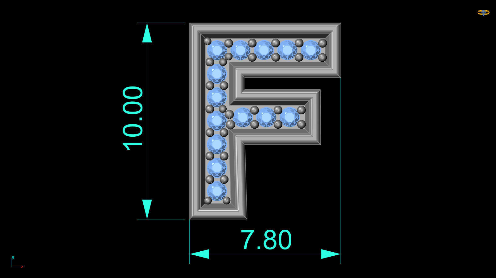 Initial Letter Pendant F 3D print model_3