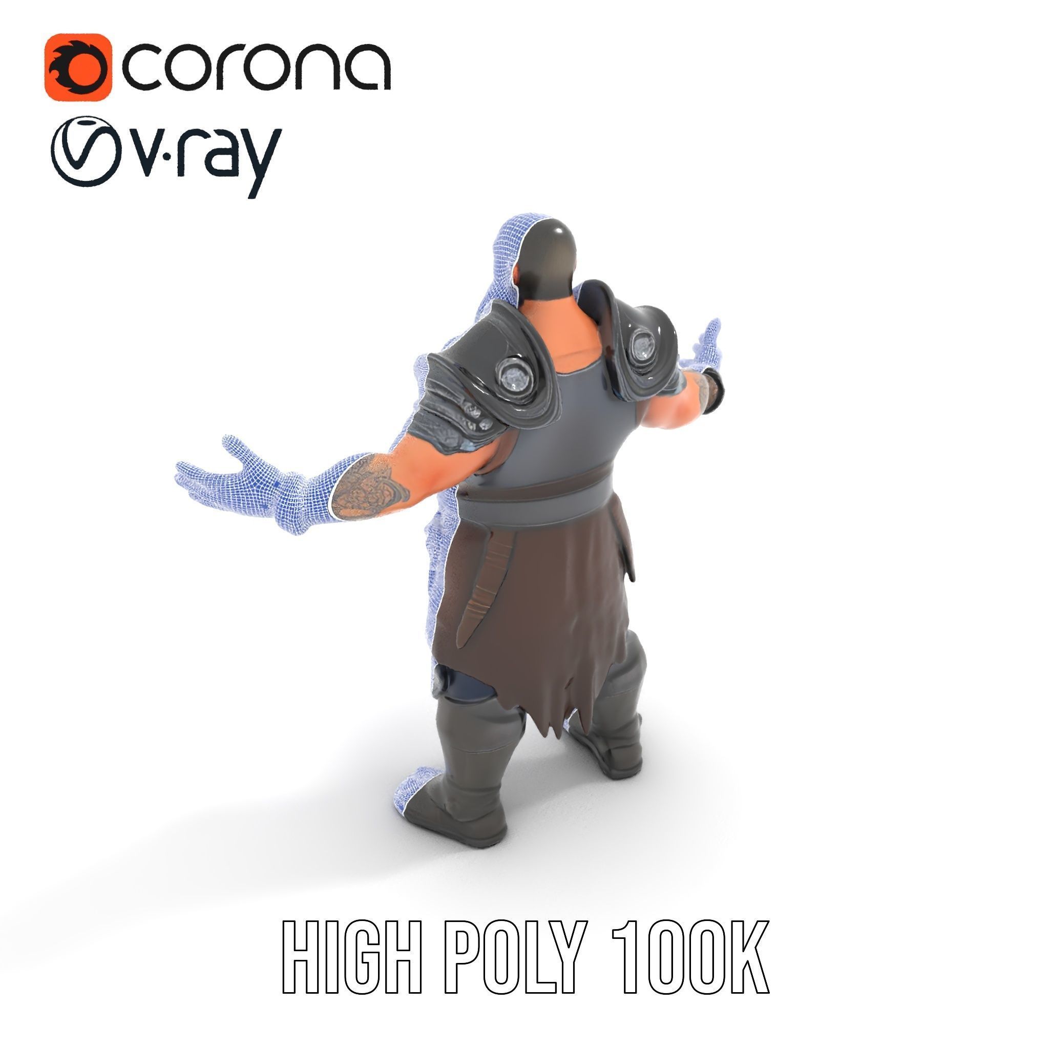 Bearded Warrior Rigged and Animated Character Model Low-poly 3D model_27