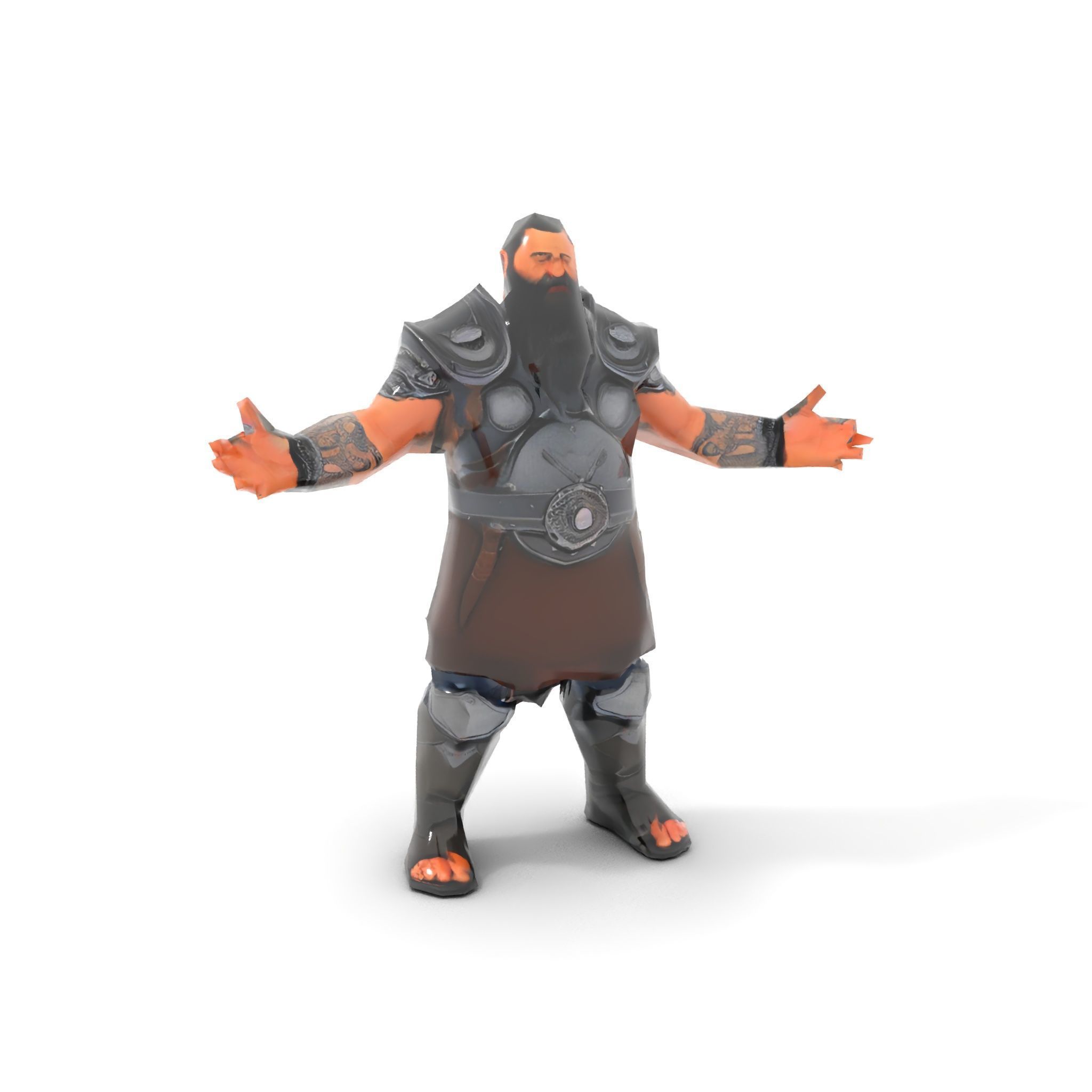 Bearded Warrior Rigged and Animated Character Model Low-poly 3D model_11
