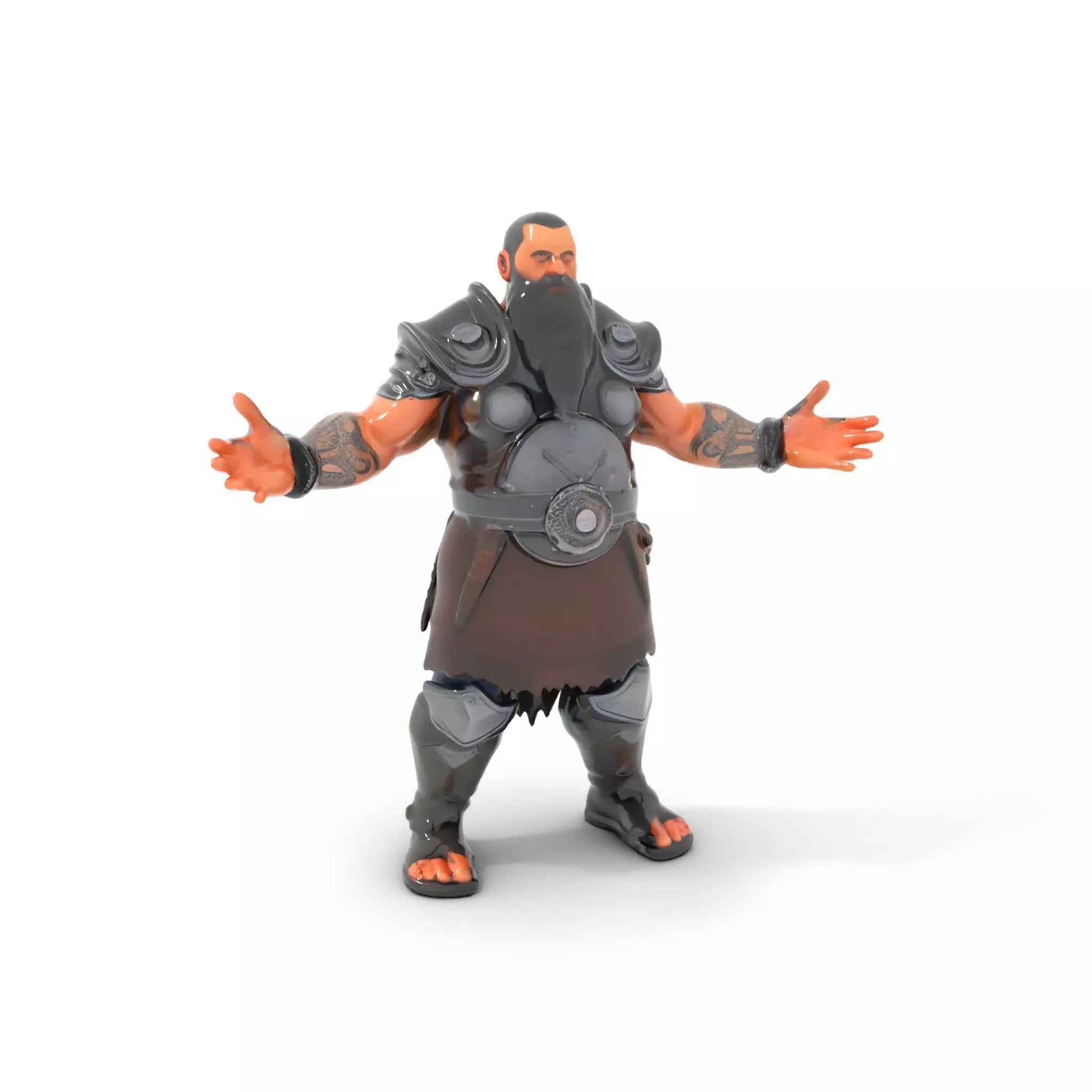 Bearded Warrior Rigged and Animated Character Model Low-poly 3D model_0
