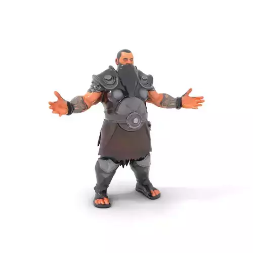 Bearded Warrior Rigged and Animated Character Model