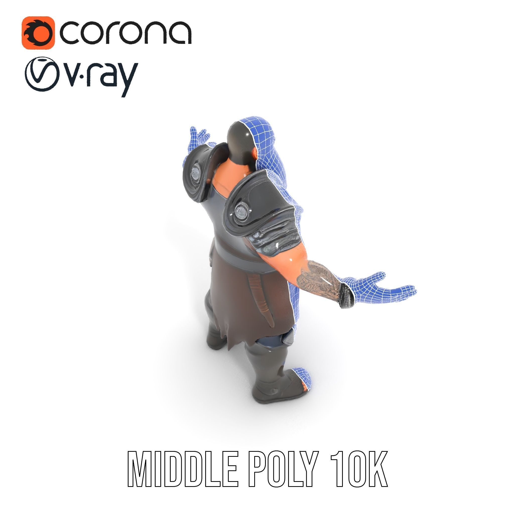 Bearded Warrior Rigged and Animated Character Model Low-poly 3D model_35