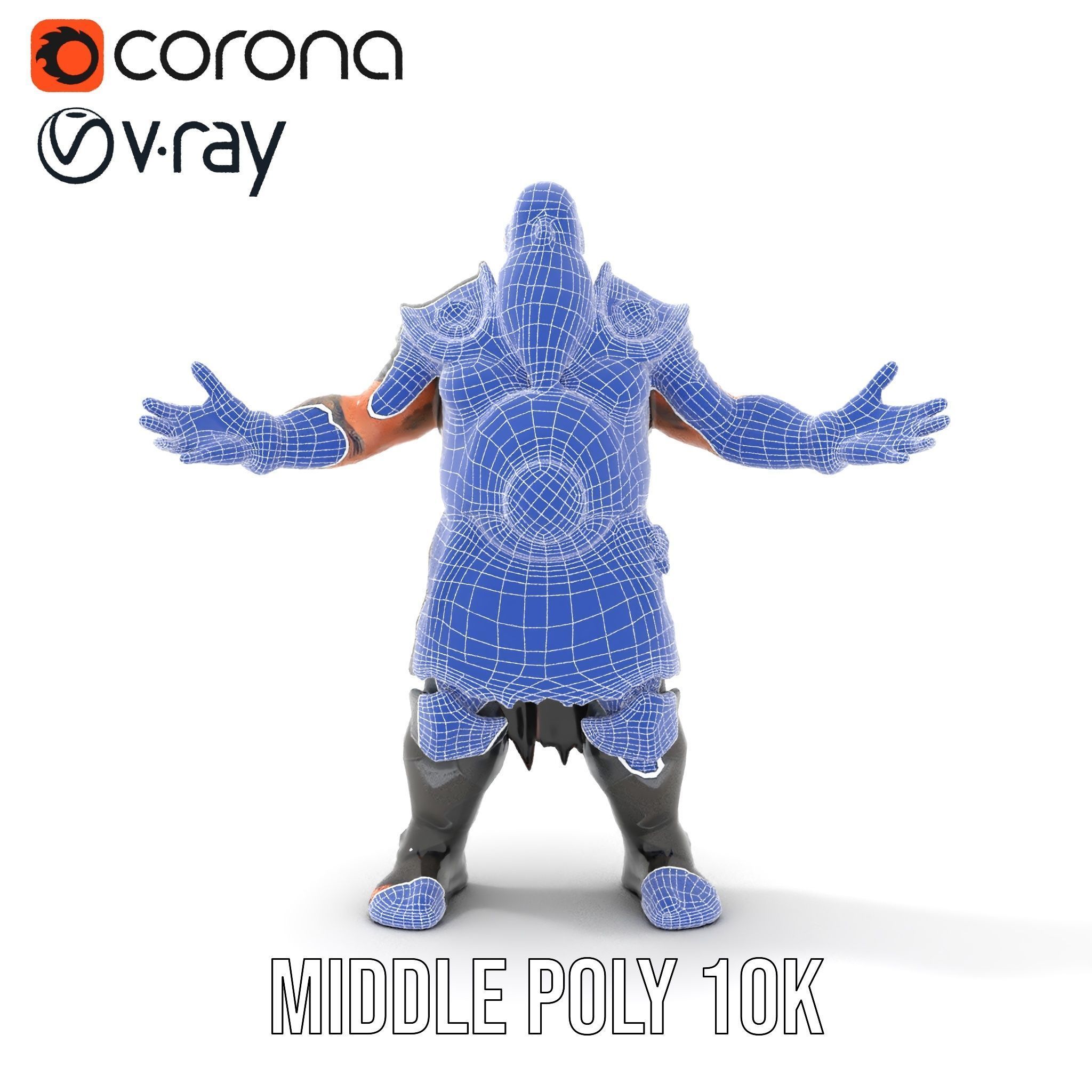 Bearded Warrior Rigged and Animated Character Model Low-poly 3D model_28