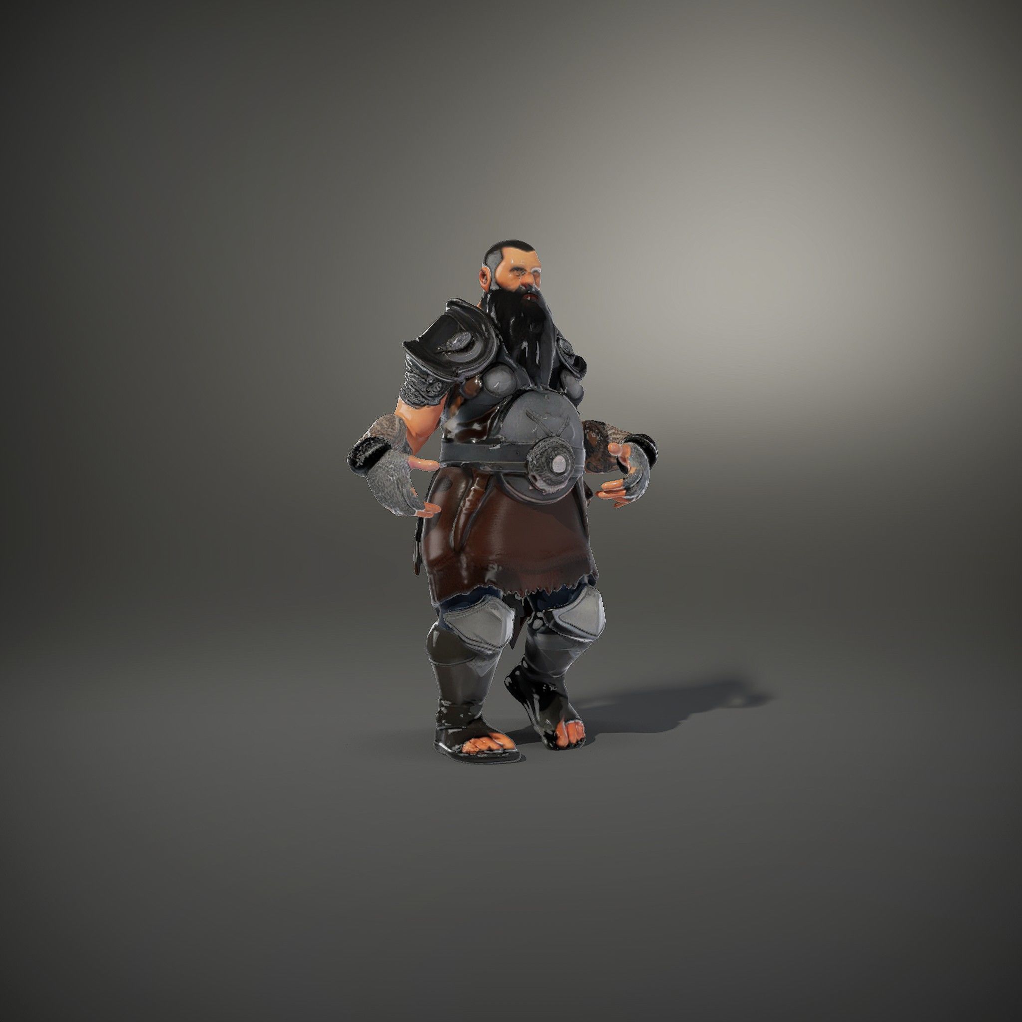 Bearded Warrior Rigged and Animated Character Model Low-poly 3D model_36