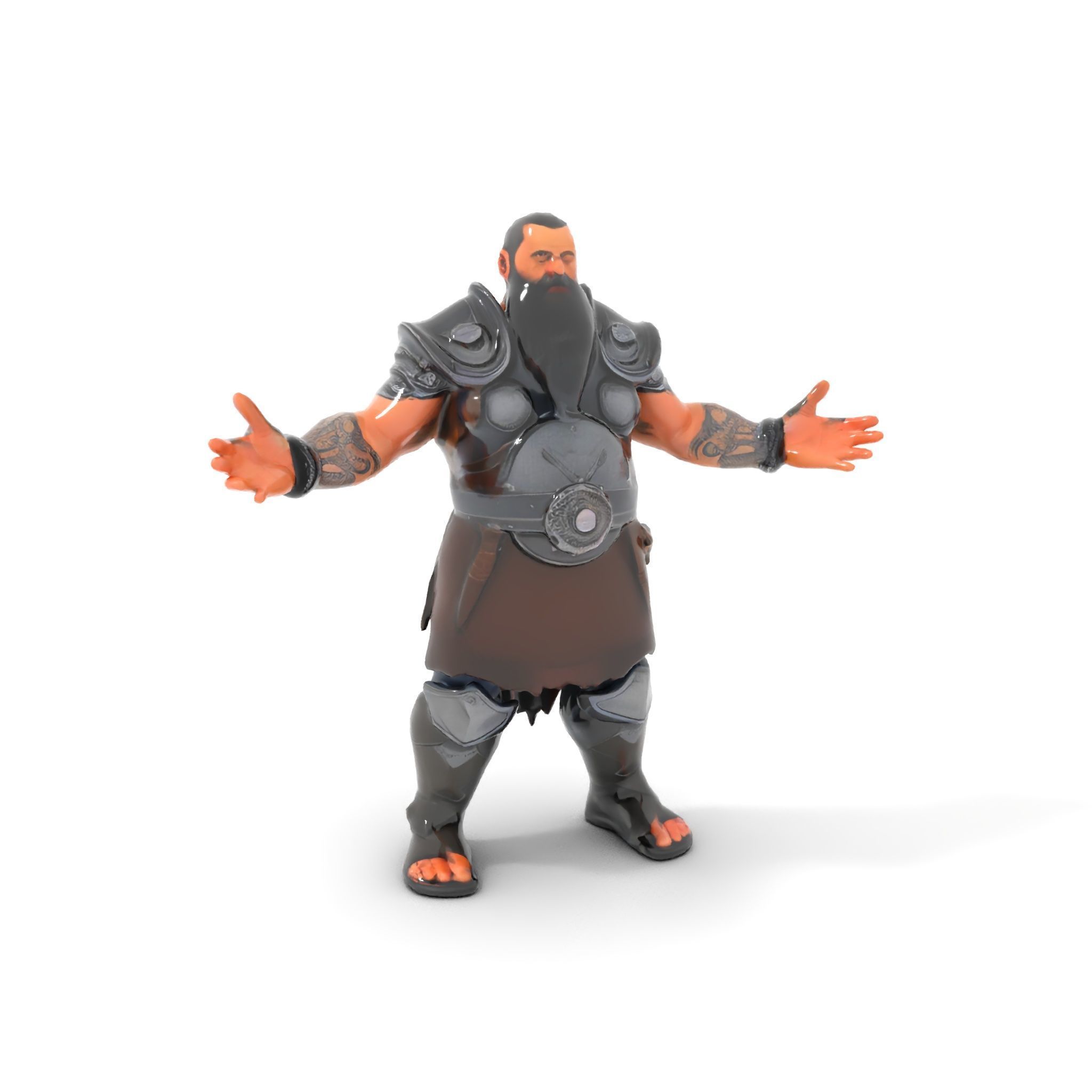 Bearded Warrior Rigged and Animated Character Model Low-poly 3D model_19