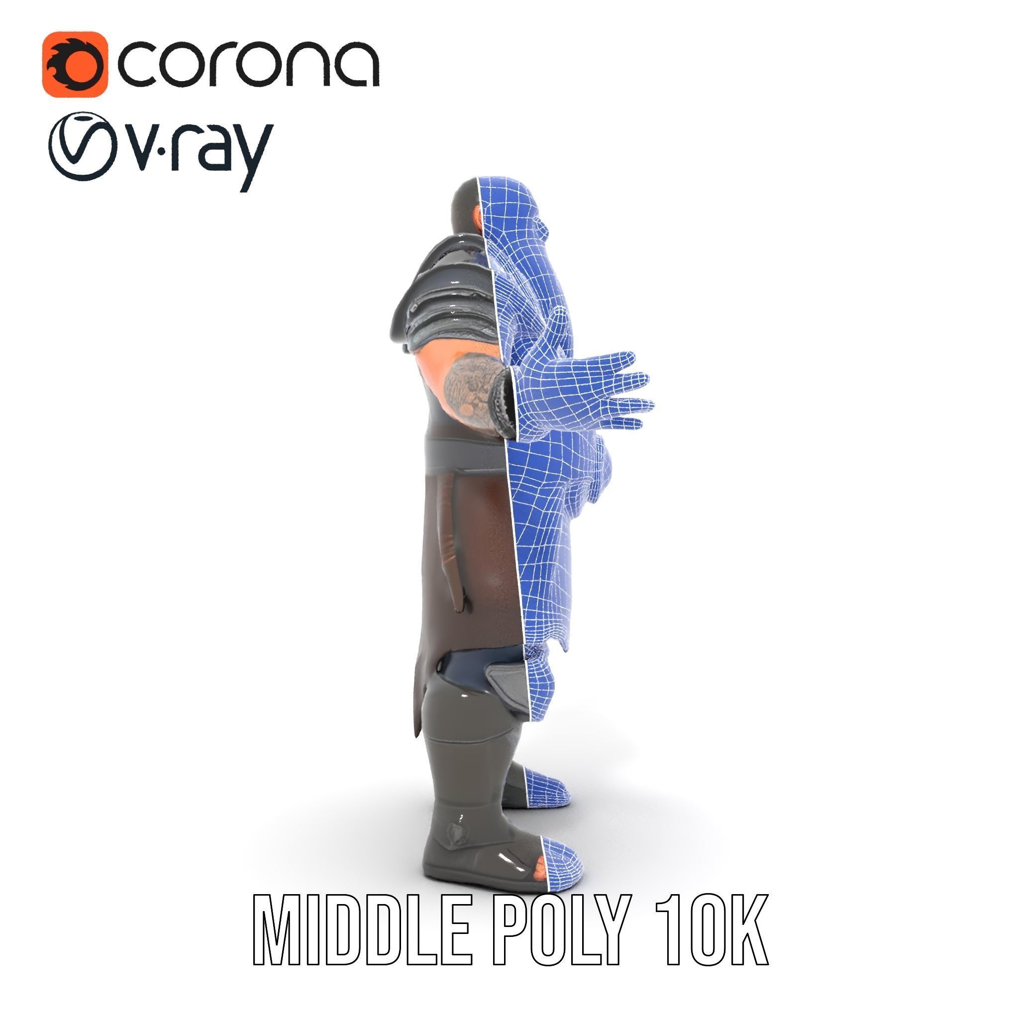 Bearded Warrior Rigged and Animated Character Model Low-poly 3D model_31