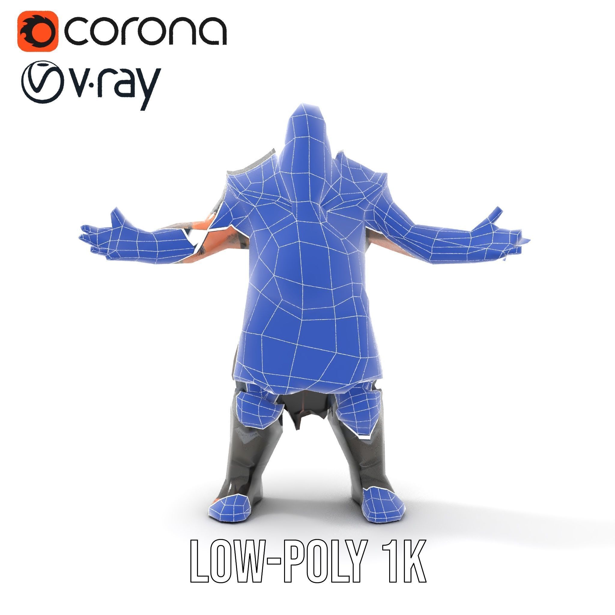 Bearded Warrior Rigged and Animated Character Model Low-poly 3D model_29