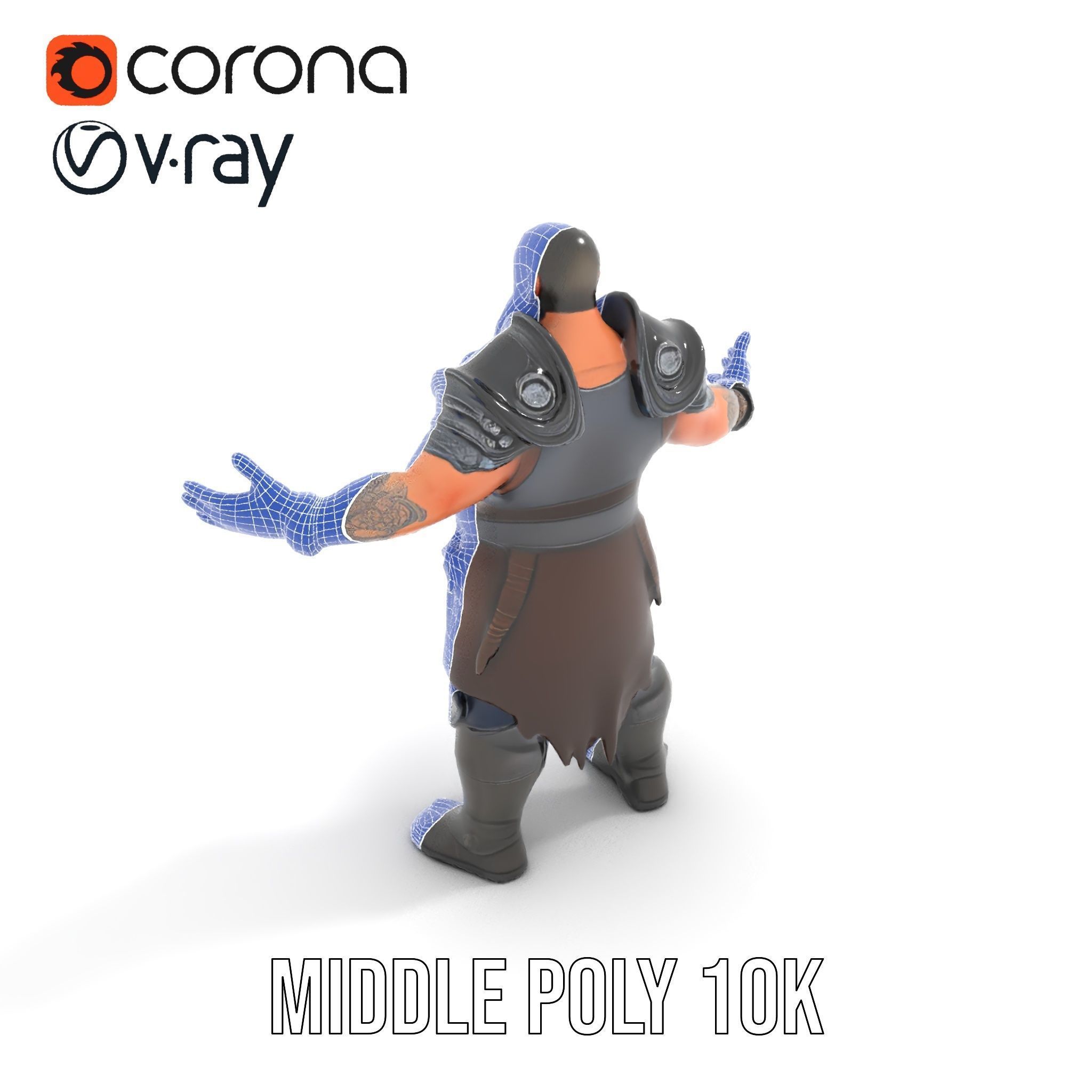 Bearded Warrior Rigged and Animated Character Model Low-poly 3D model_33