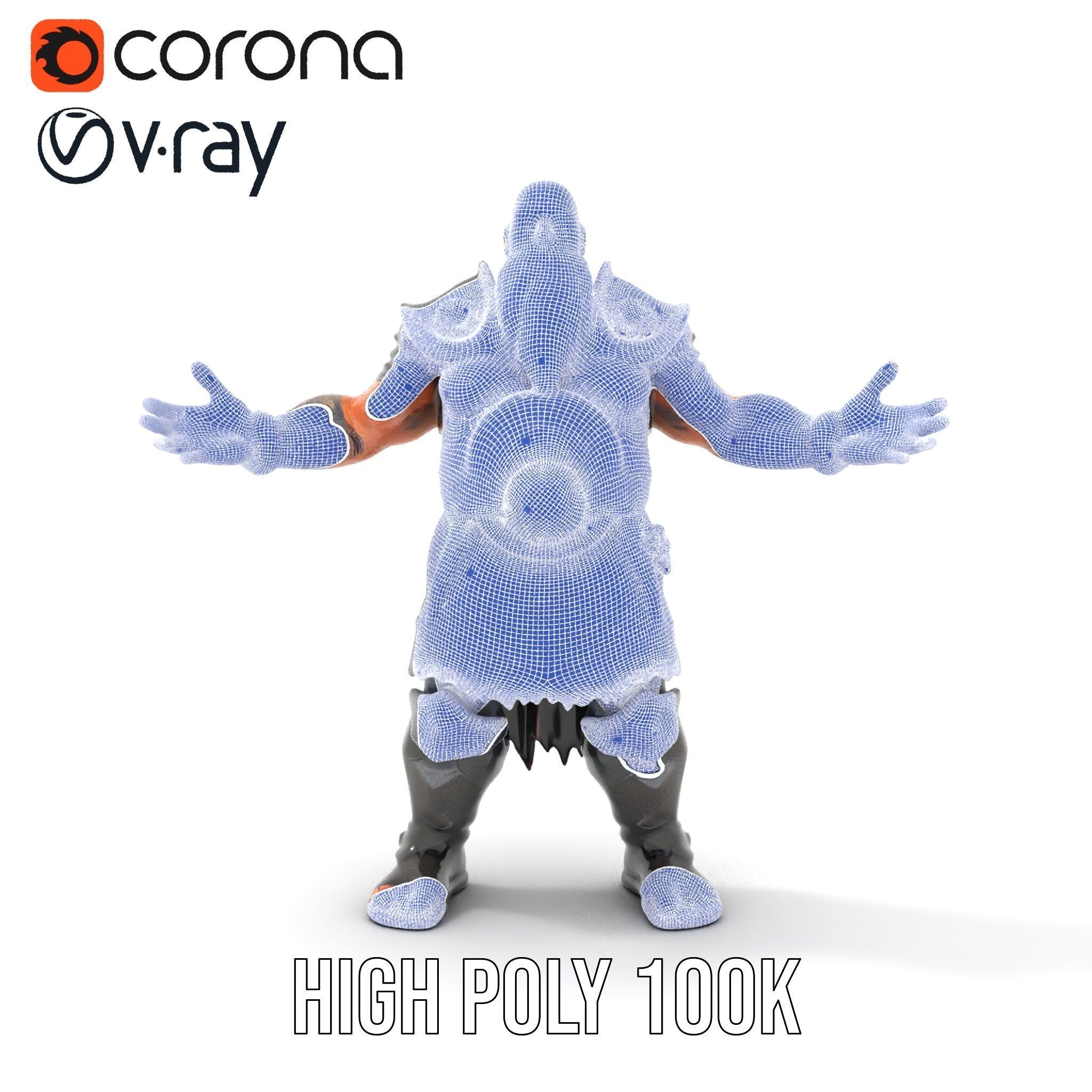 Bearded Warrior Rigged and Animated Character Model Low-poly 3D model_21