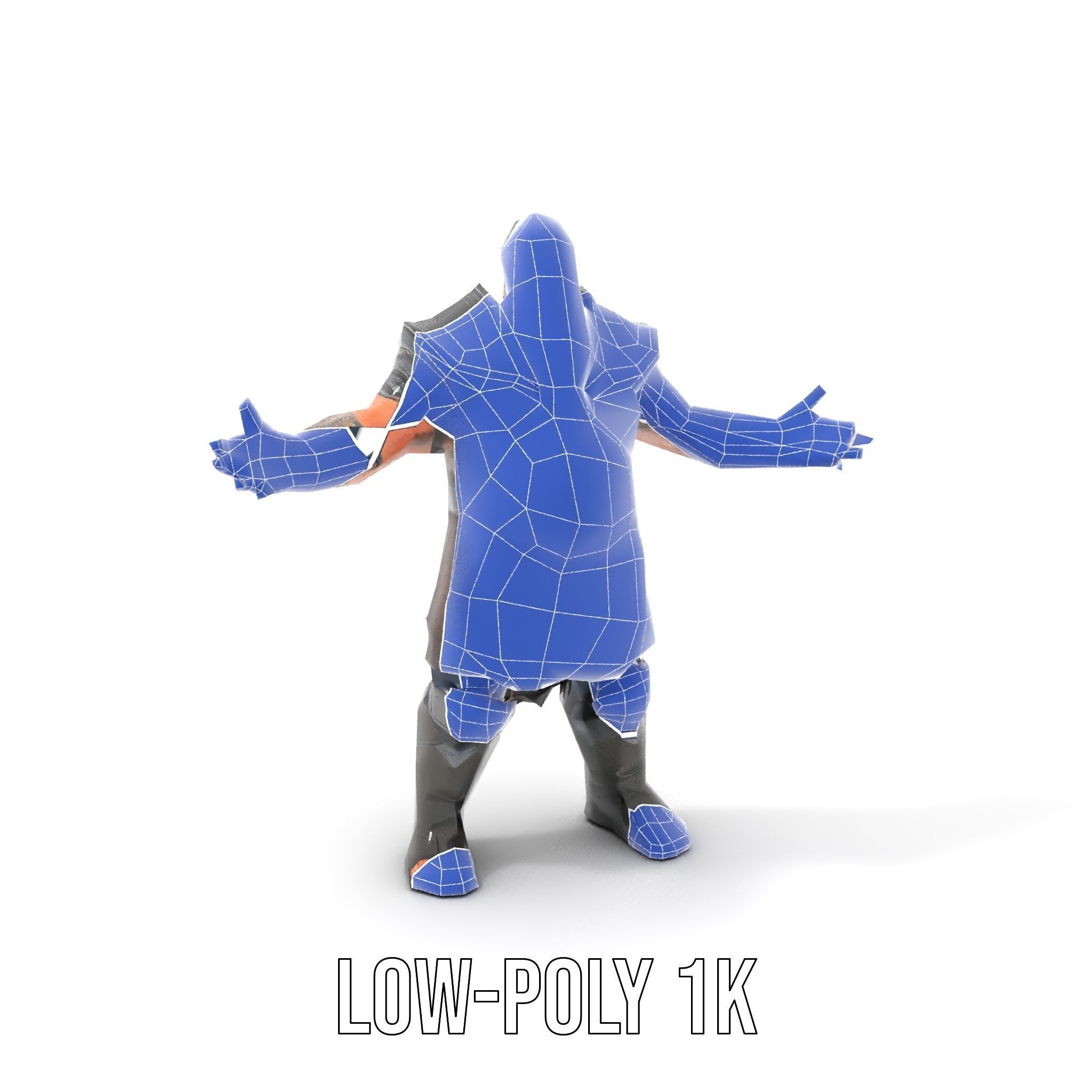 Bearded Warrior Rigged and Animated Character Model Low-poly 3D model_17