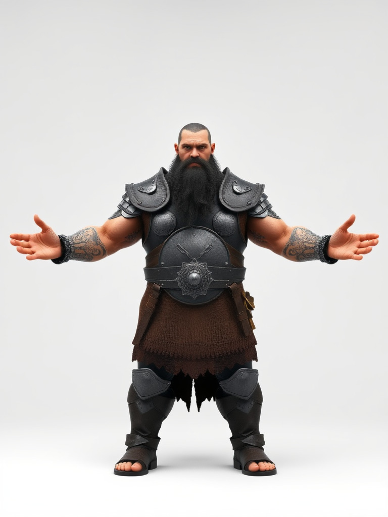 Bearded Warrior Rigged and Animated Character Model Low-poly 3D model_3