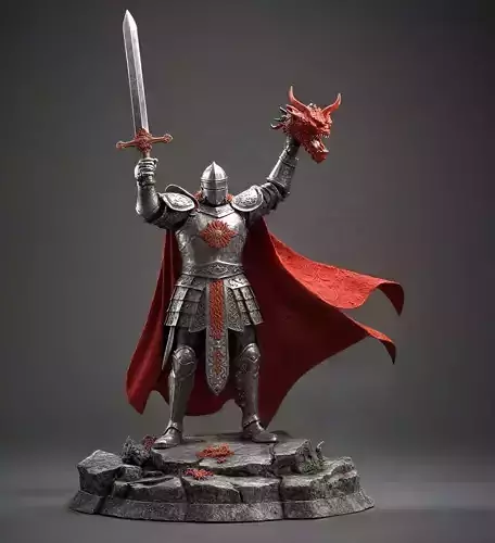 Warrior Knight in Victorious Pose 3D print model