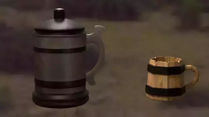 Medieval Scandinavian tankard Low-poly 3D model