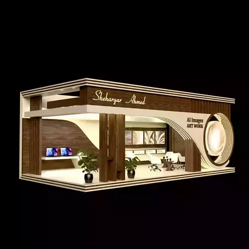 Modern AI Art Gallery Booth Blender 3D Exhibition Stand Design 3D model