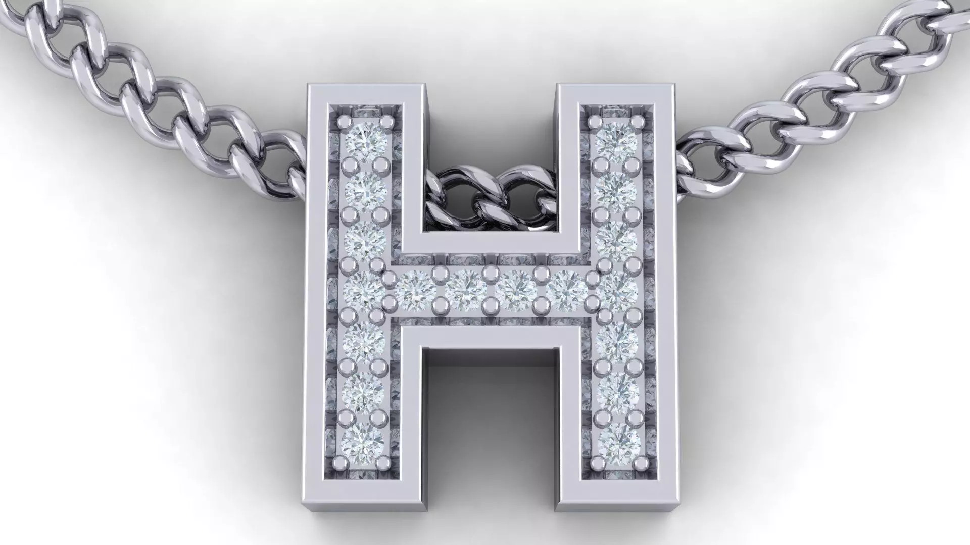 Initial Letter Pendant H 3D print model_0