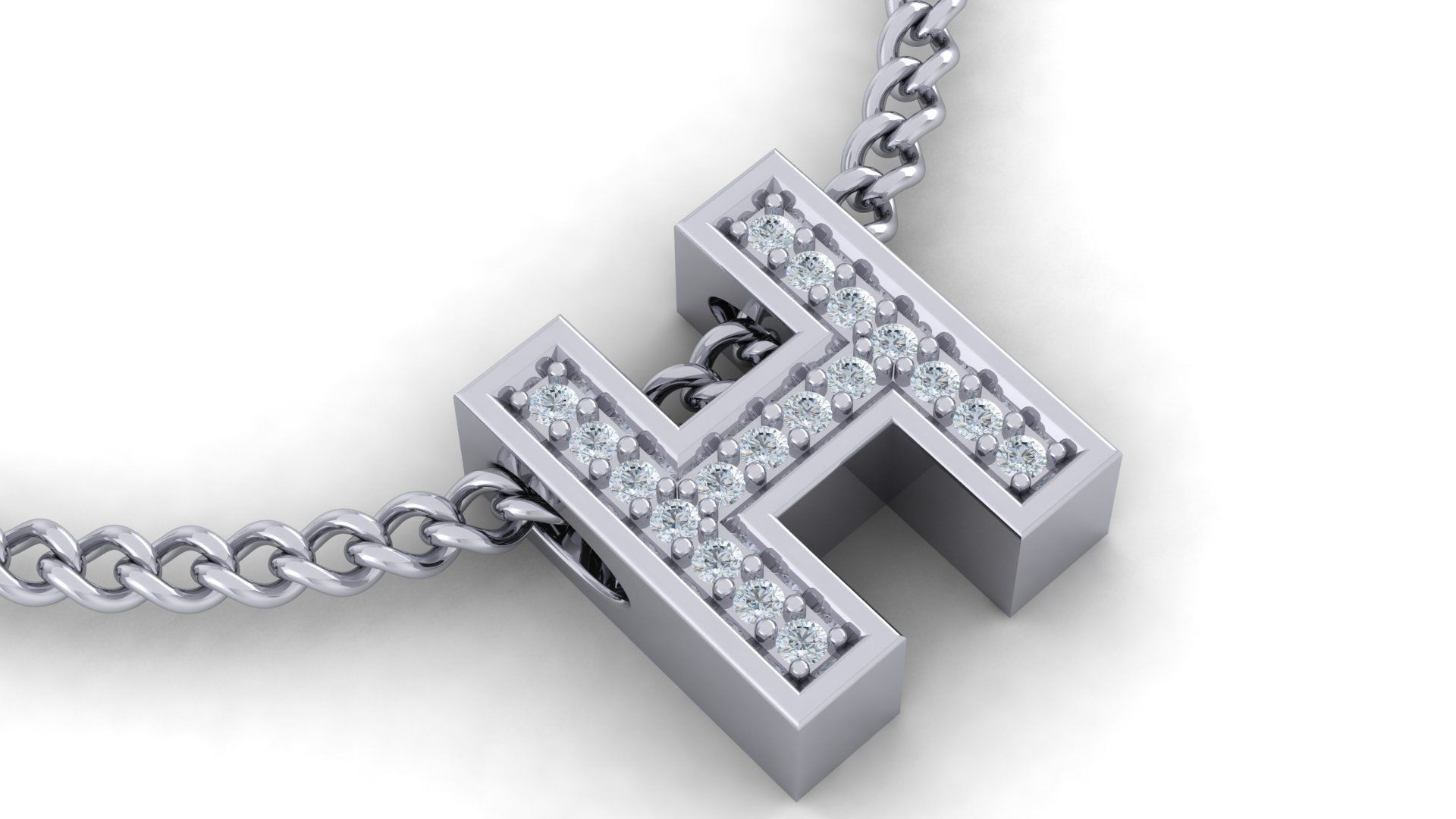 Initial Letter Pendant H 3D print model_2