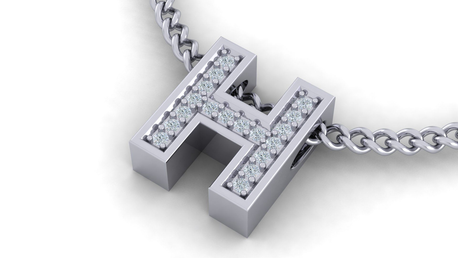 Initial Letter Pendant H 3D print model_1