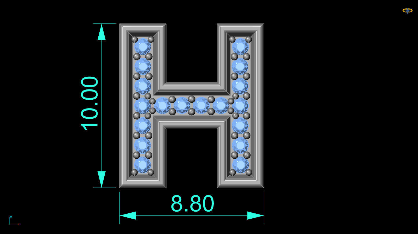 Initial Letter Pendant H 3D print model_3