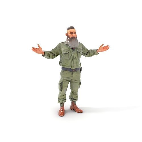 Bearded Military Commander Rigged and Animated D Model Low-poly 3D model