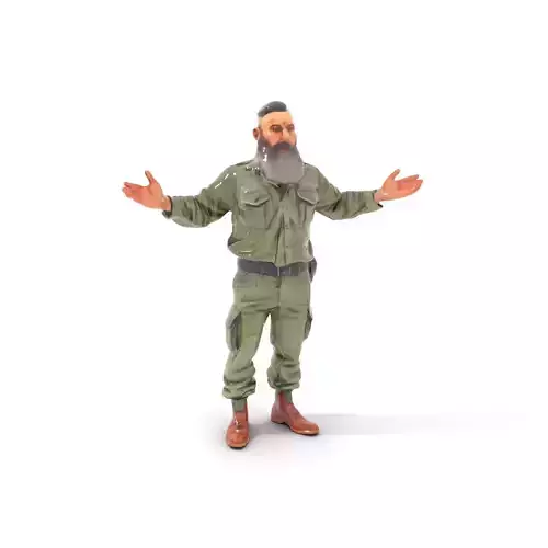 Bearded Military Commander Rigged and Animated D Model Low-poly 3D model
