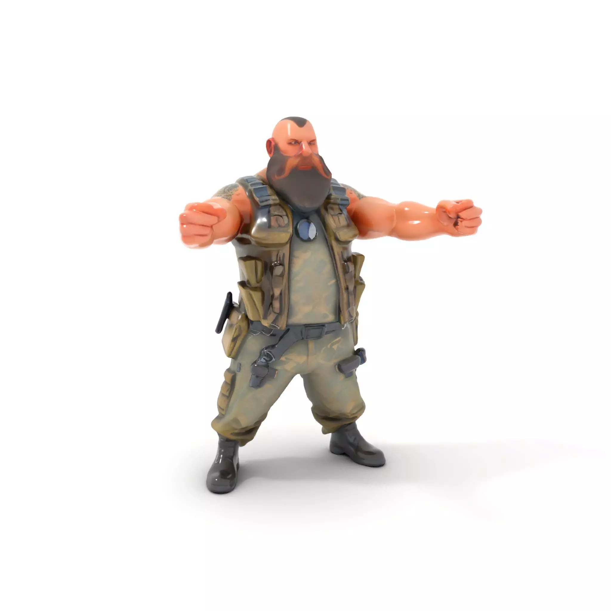 Rugged Mercenary Character Rigged and Animated Low-poly 3D model