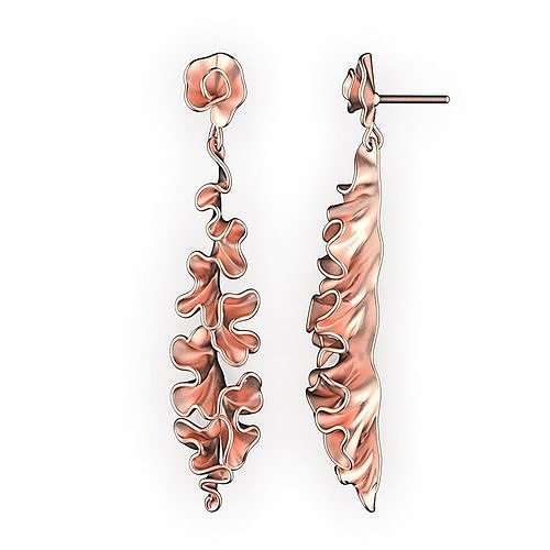 Marine Flora Form Earrings 3D print model