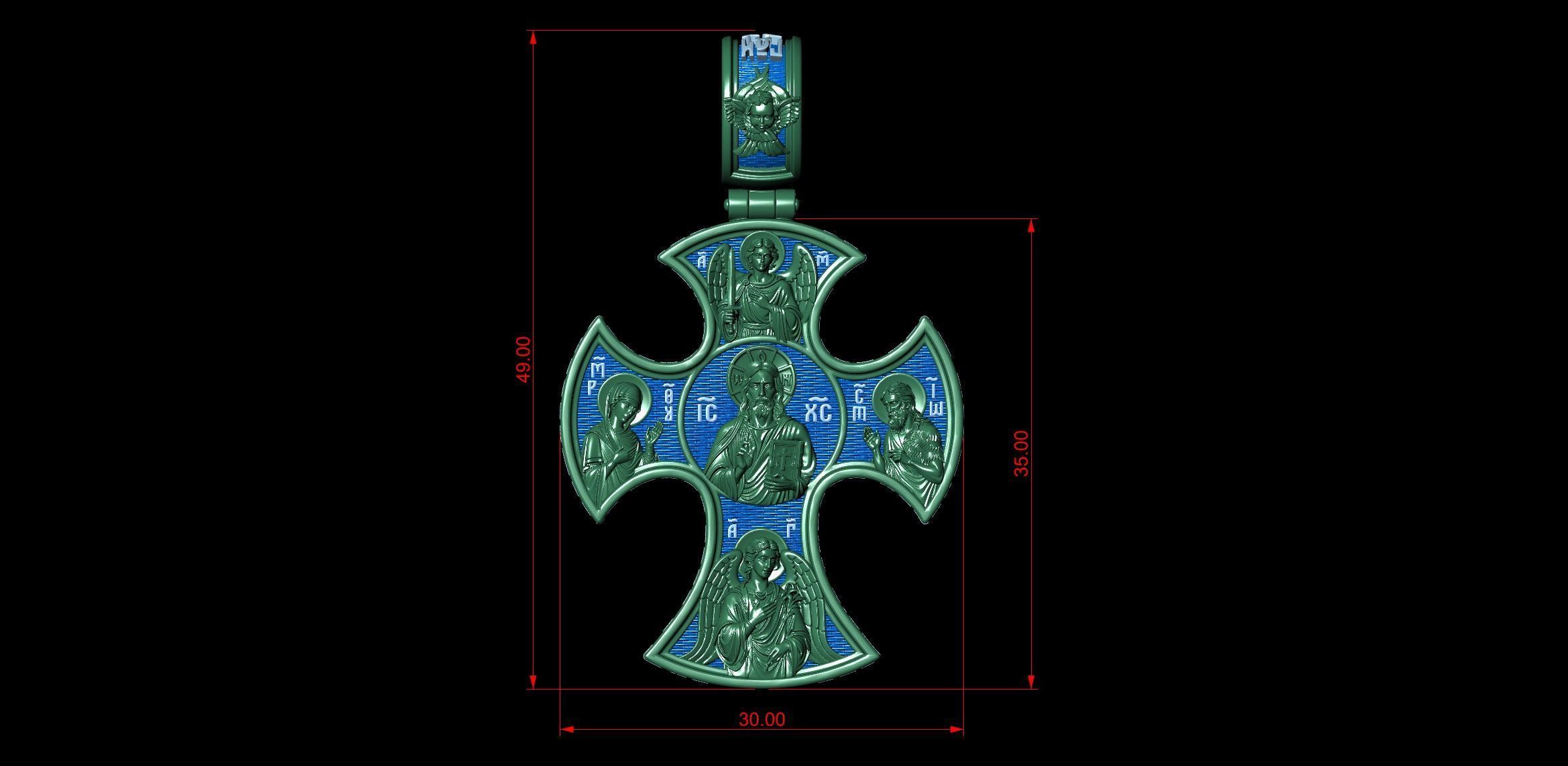 Pantocrator Jesus Christ Guardian Angel and Saints Cross 3D print model_11