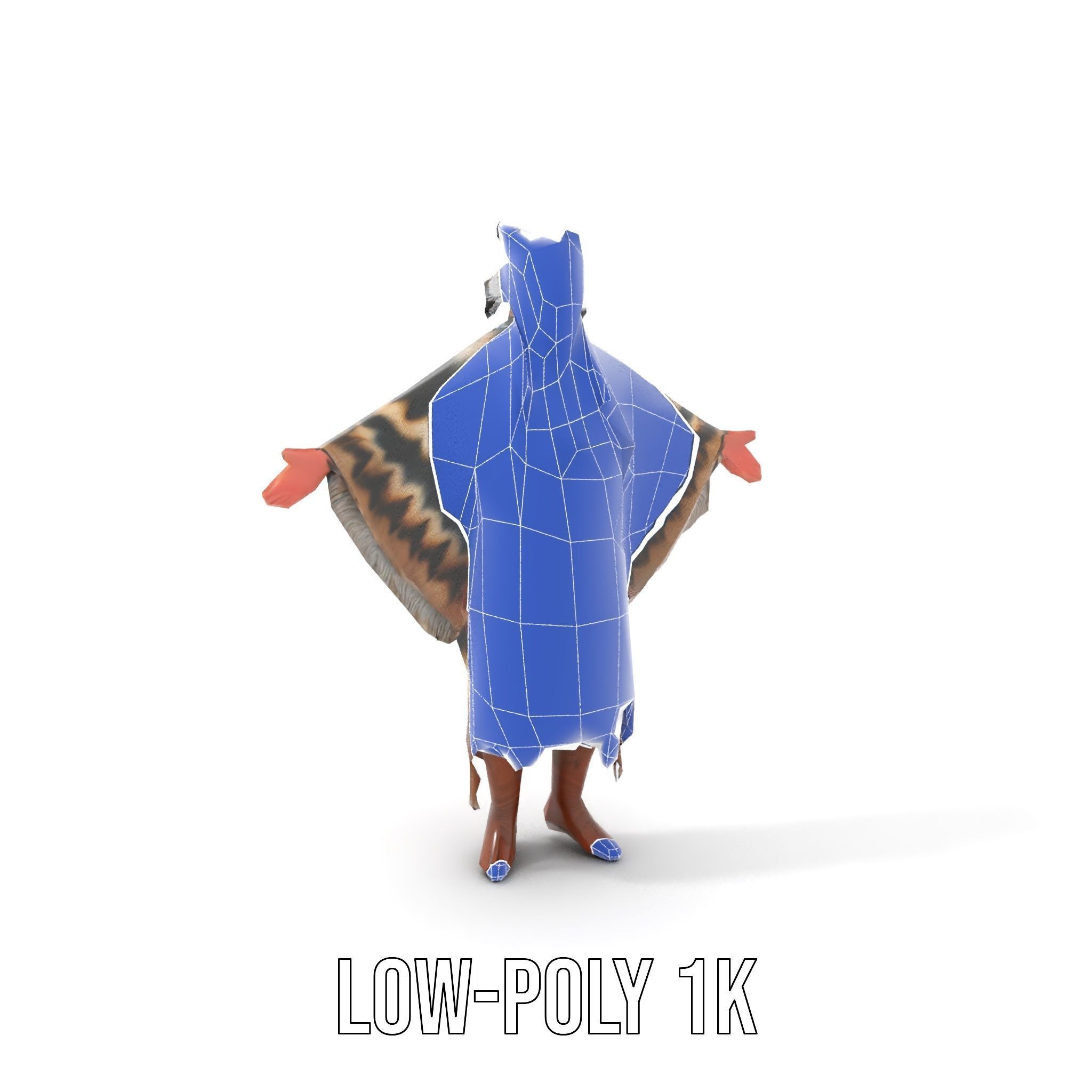 Rigged and animated elder character in traditional attire wit... Low-poly 3D model_26