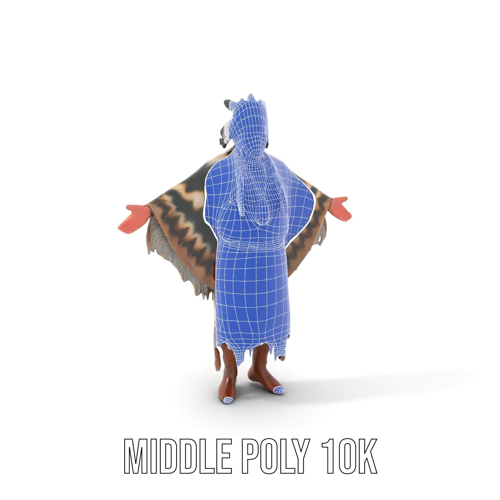 Rigged and animated elder character in traditional attire wit... Low-poly 3D model_19