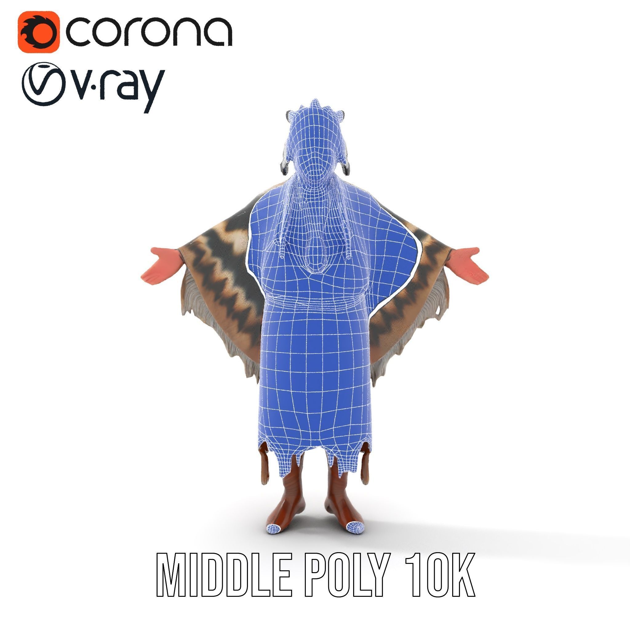 Rigged and animated elder character in traditional attire wit... Low-poly 3D model_30