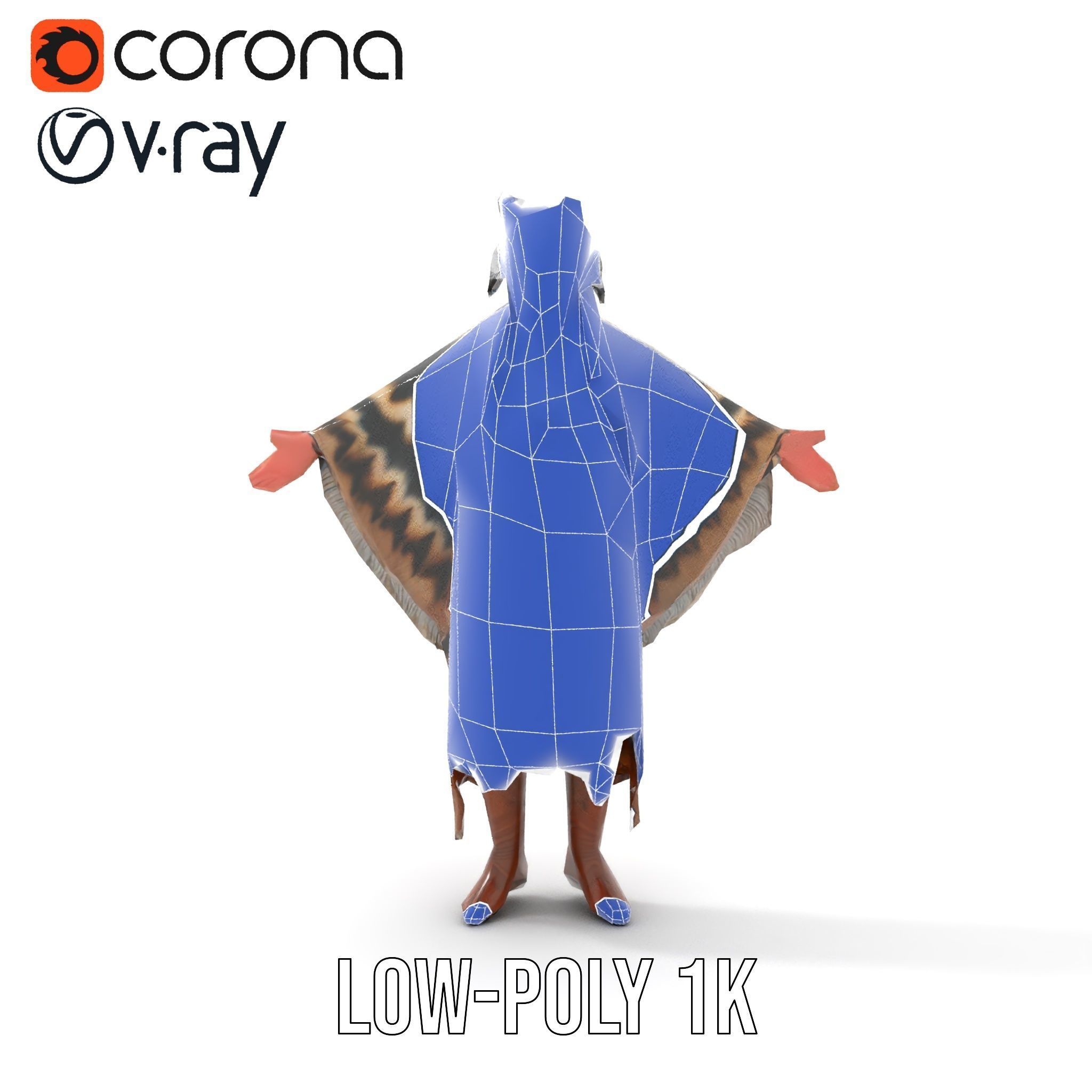 Rigged and animated elder character in traditional attire wit... Low-poly 3D model_23