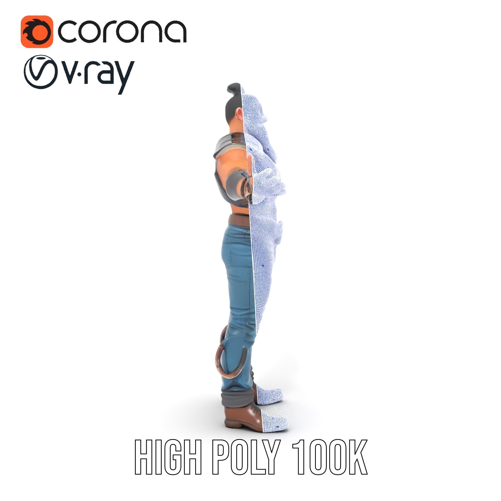 Warrior Bearded Gladiator Rigged and Animated D Character Model Low-poly 3D model_37