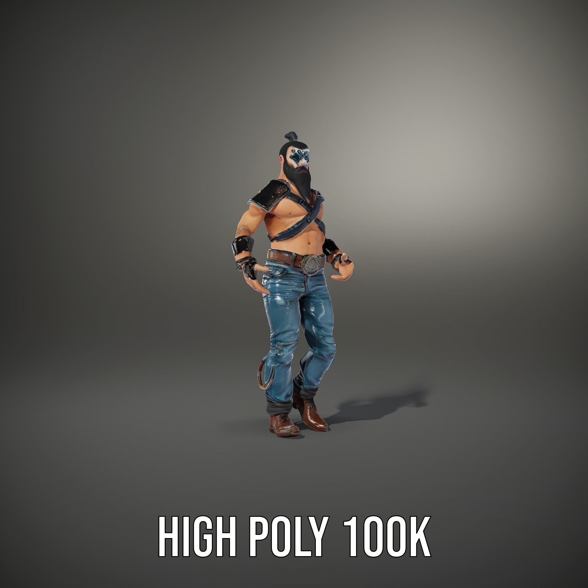 Warrior Bearded Gladiator Rigged and Animated D Character Model Low-poly 3D model_32