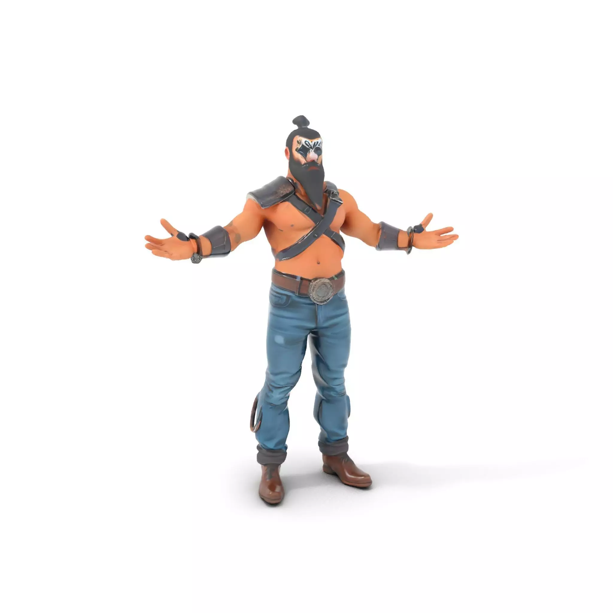 Warrior Bearded Gladiator Rigged and Animated D Character Model Low-poly 3D model_0